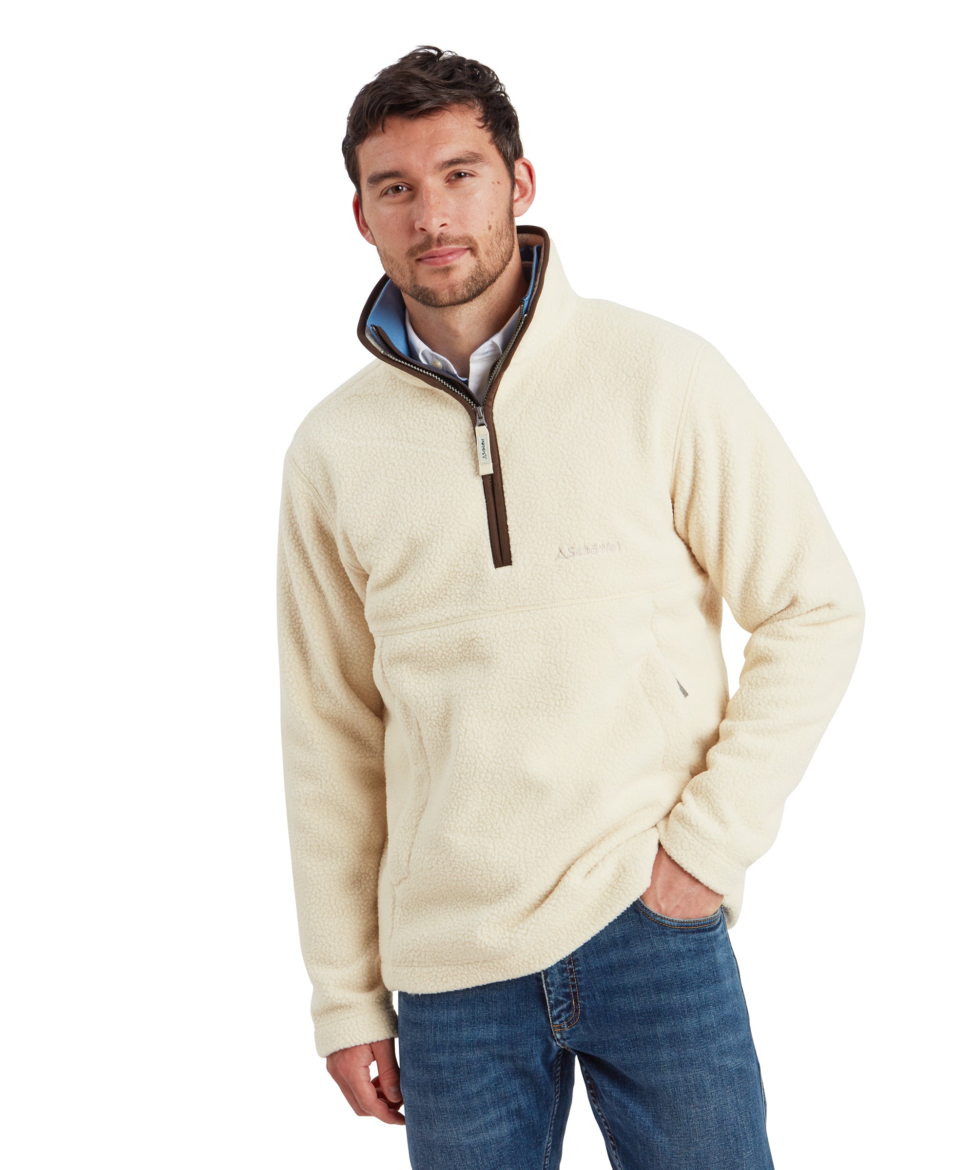 Berkeley Retro Quarter Zip Fleece - Ecru