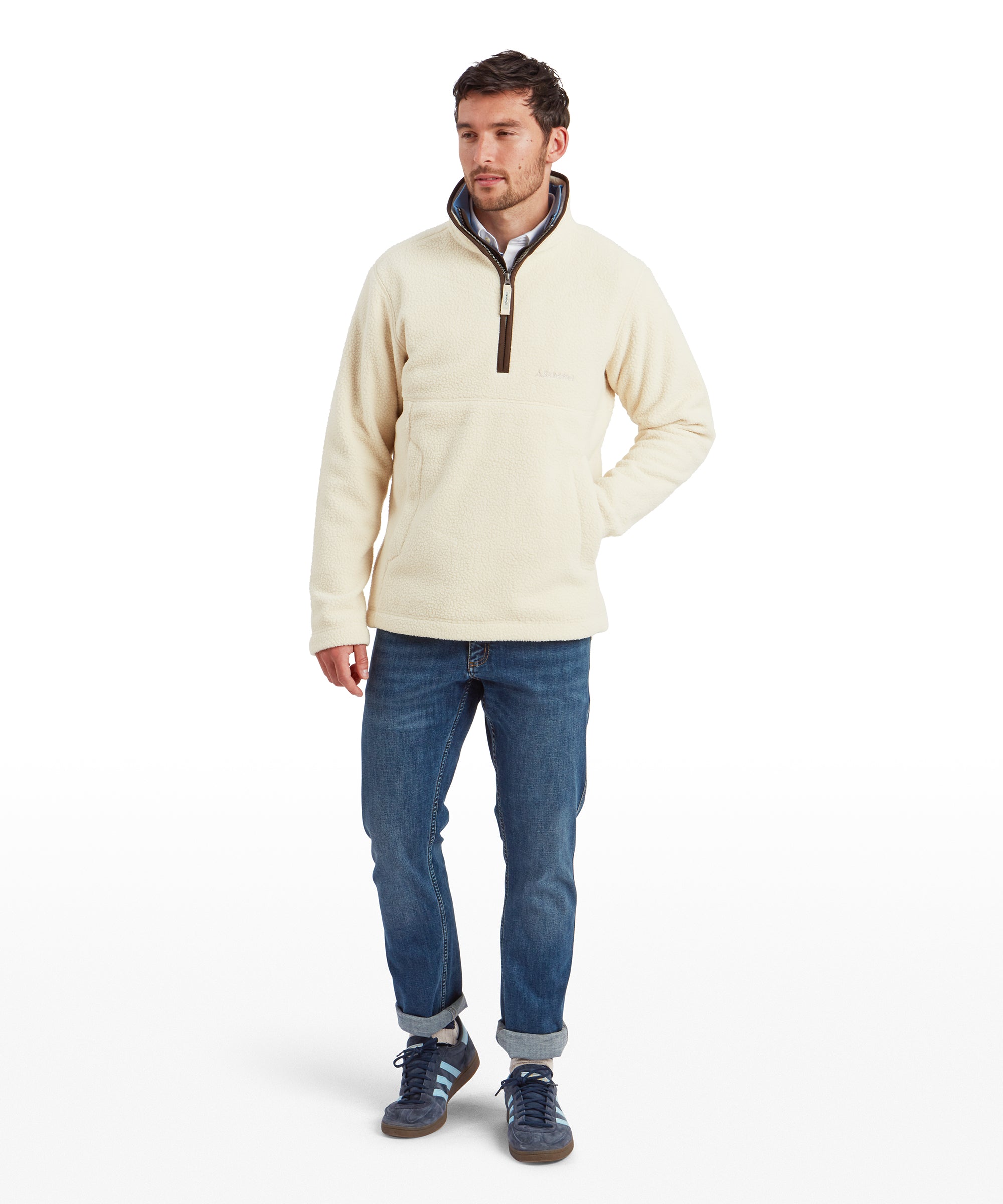 Berkeley Retro Quarter Zip Fleece - Ecru