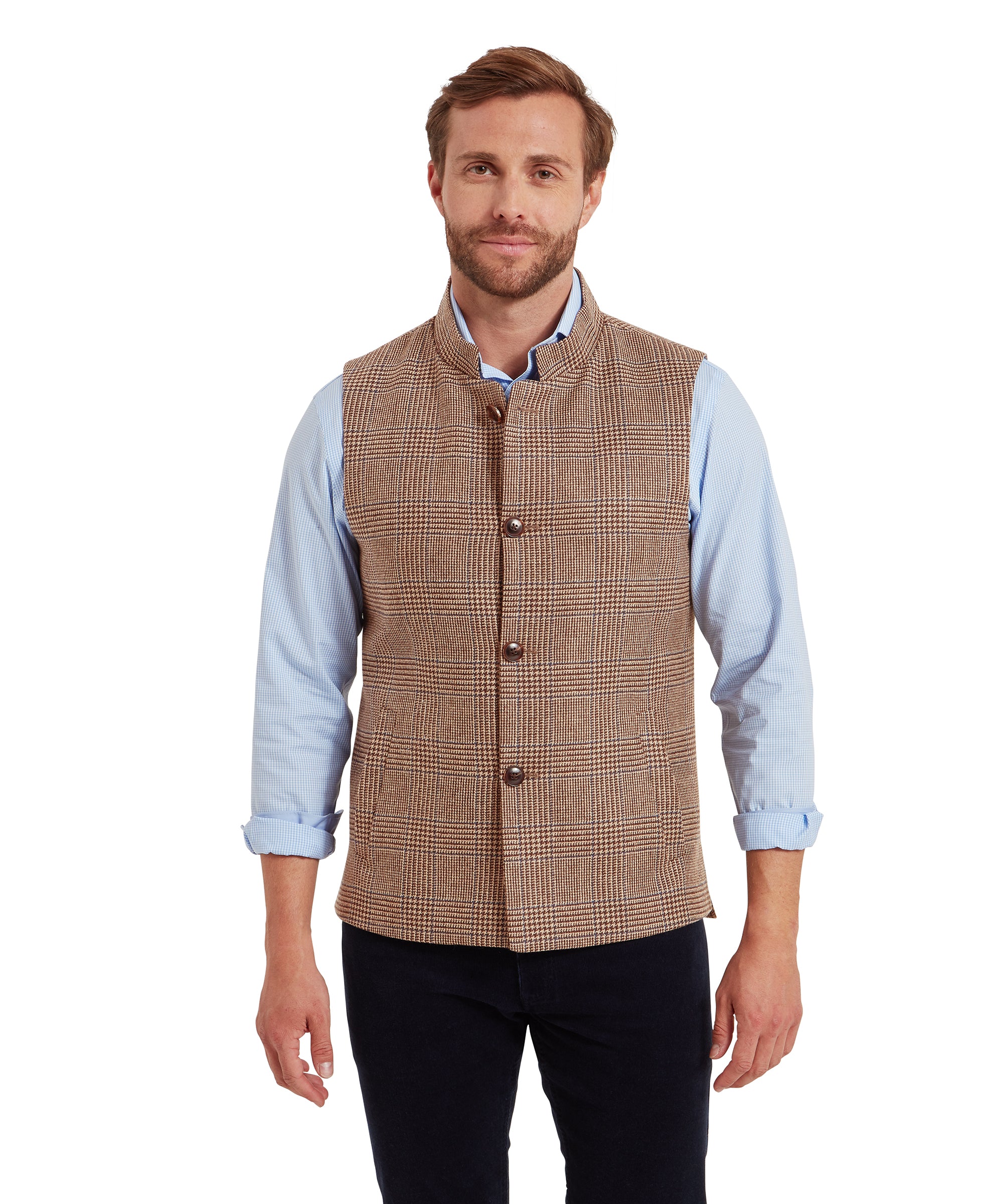 Berwick Nehru Tweed Waistcoat - Hawick Tweed