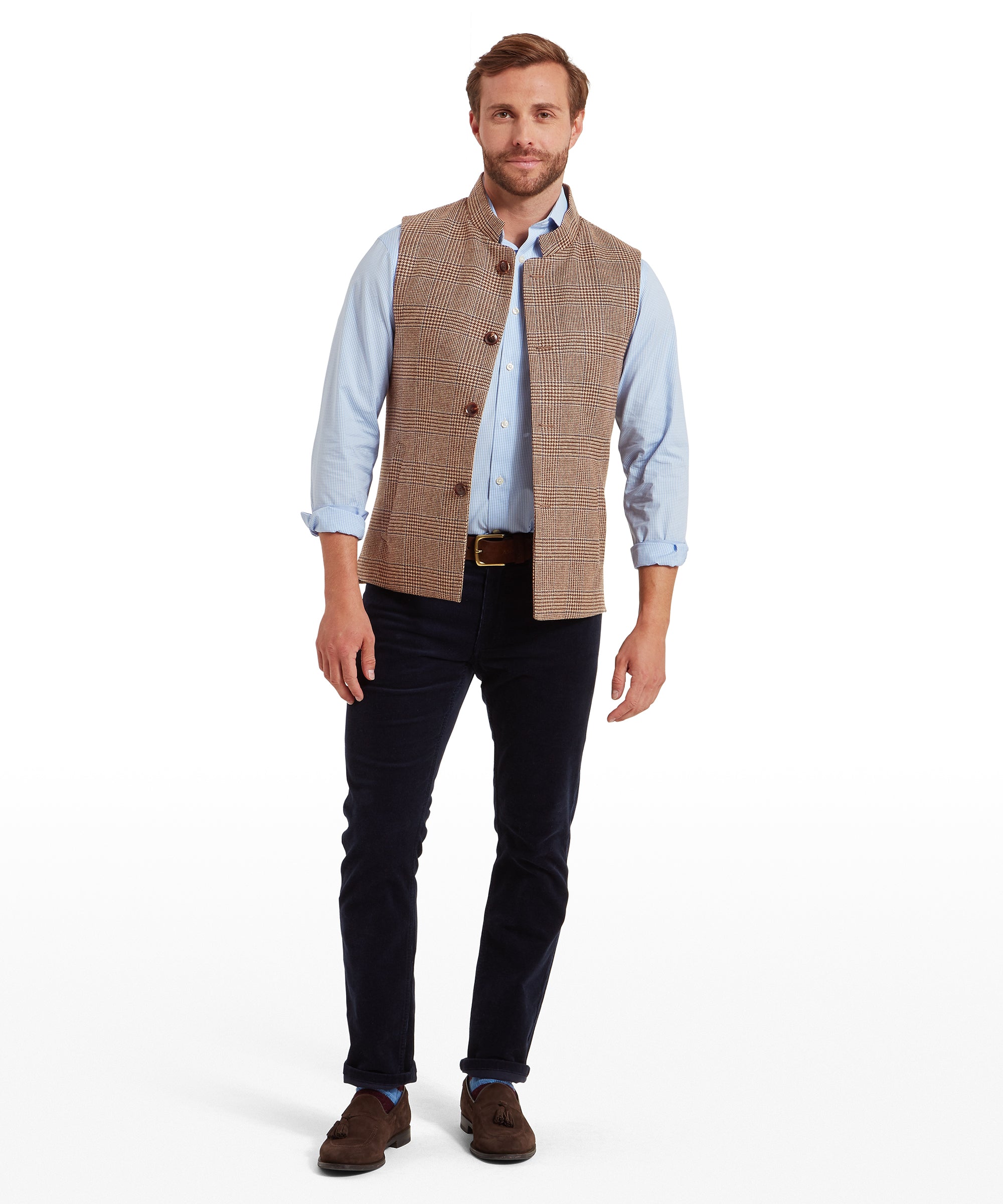 Berwick Nehru Tweed Waistcoat - Hawick Tweed