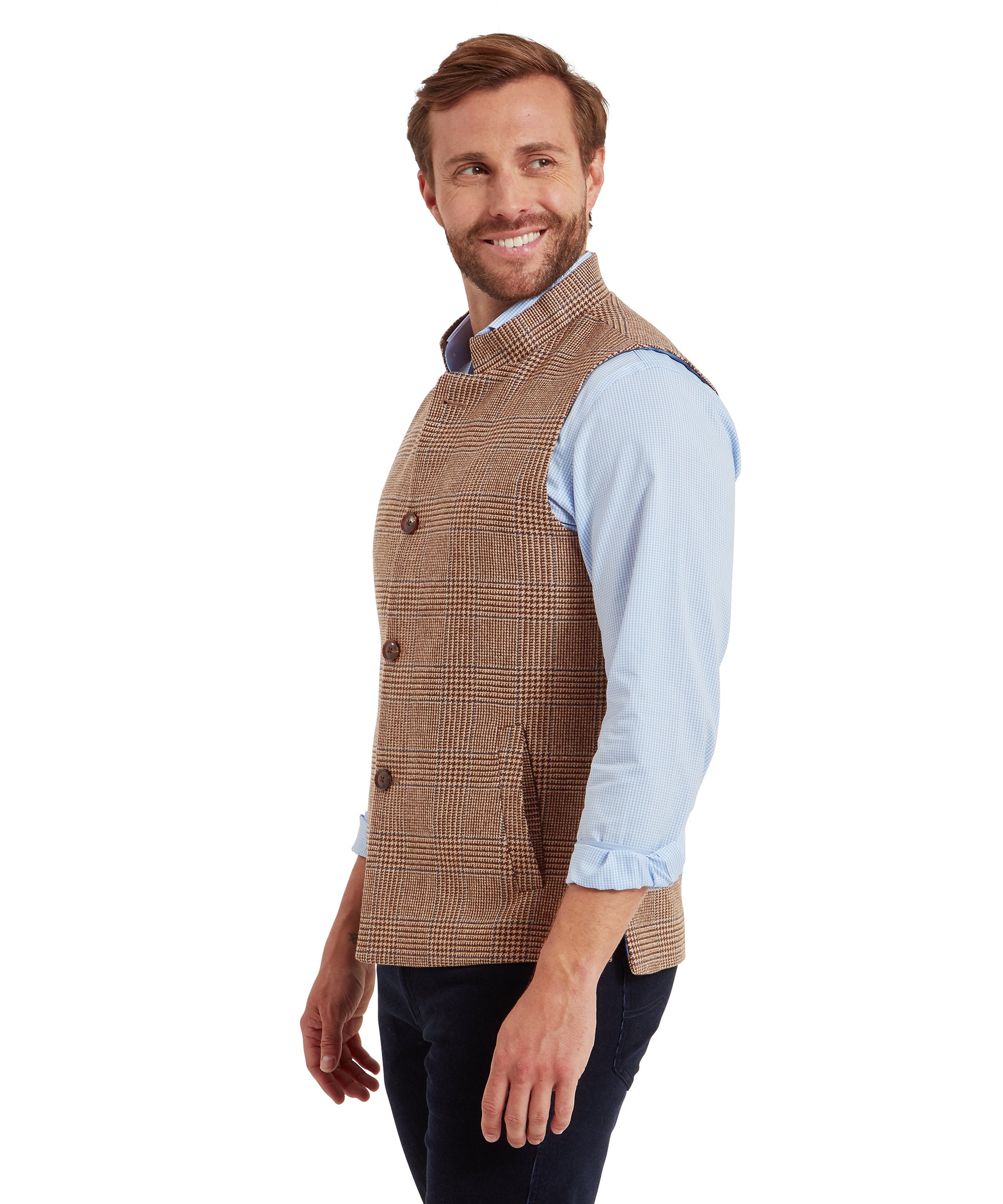 Berwick Nehru Tweed Waistcoat - Hawick Tweed