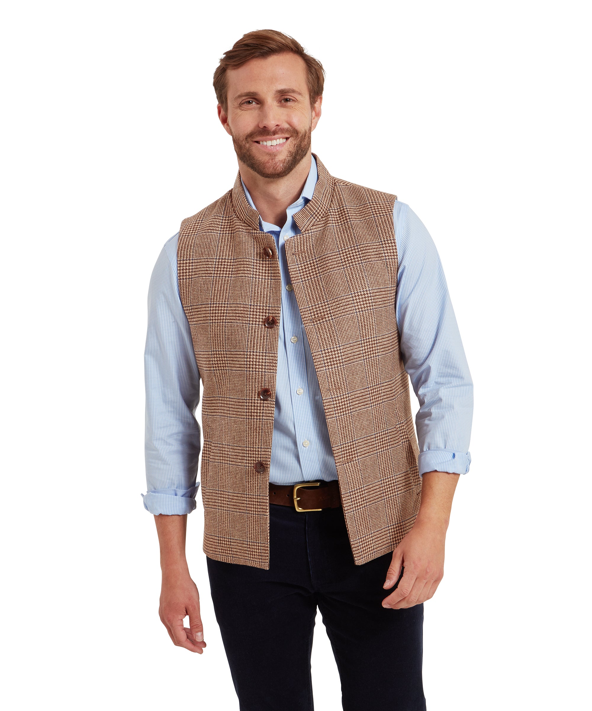 Berwick Nehru Tweed Waistcoat - Hawick Tweed