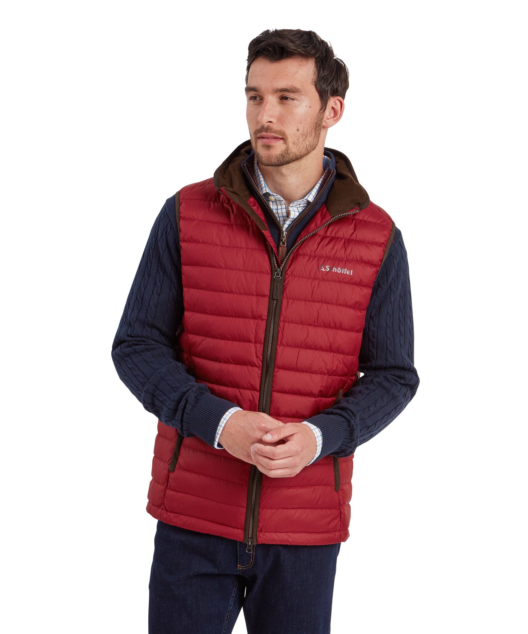 Mens red gilet jacket best sale