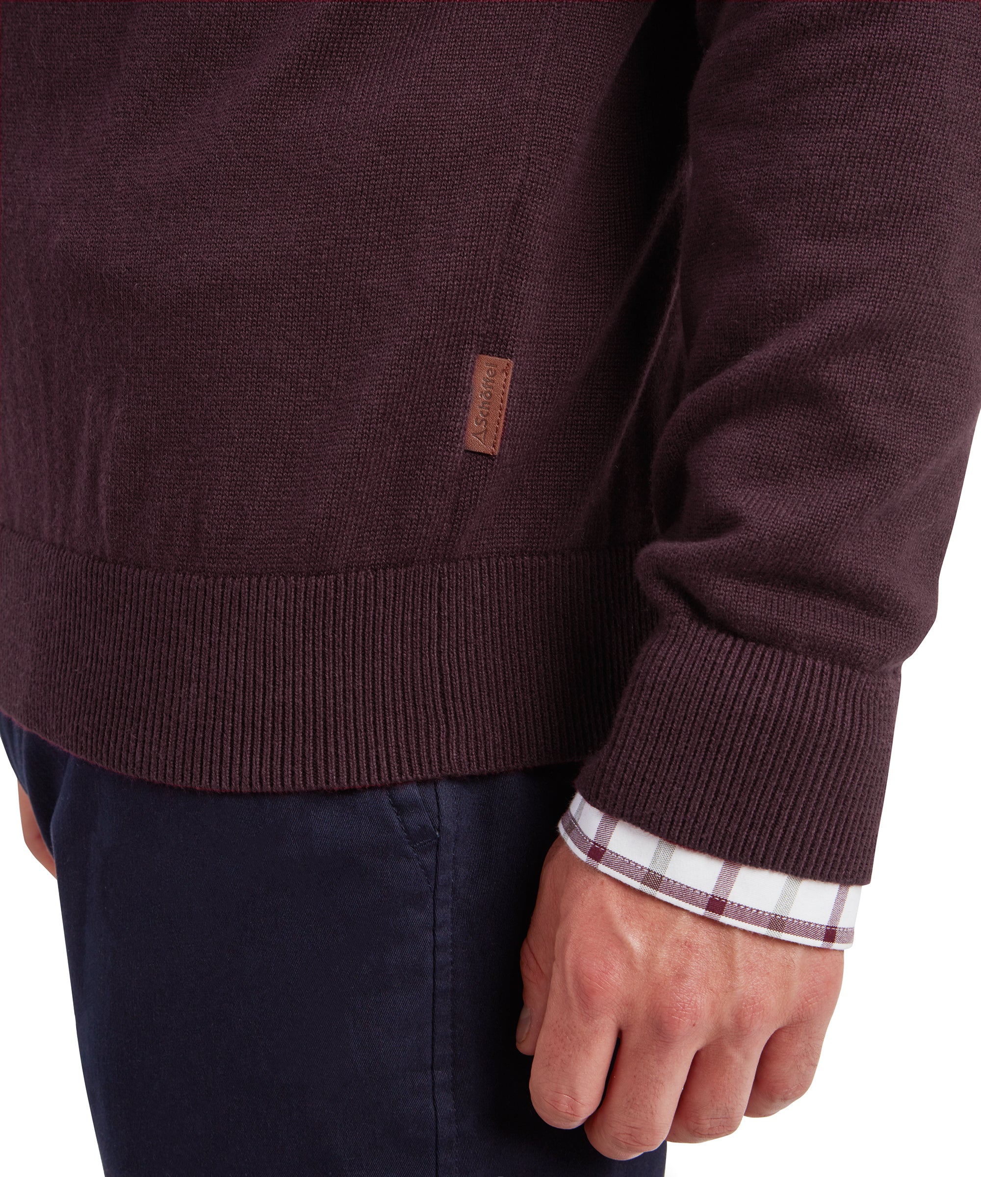 Calton Cotton Cashmere Quarter Zip Jumper - Wine