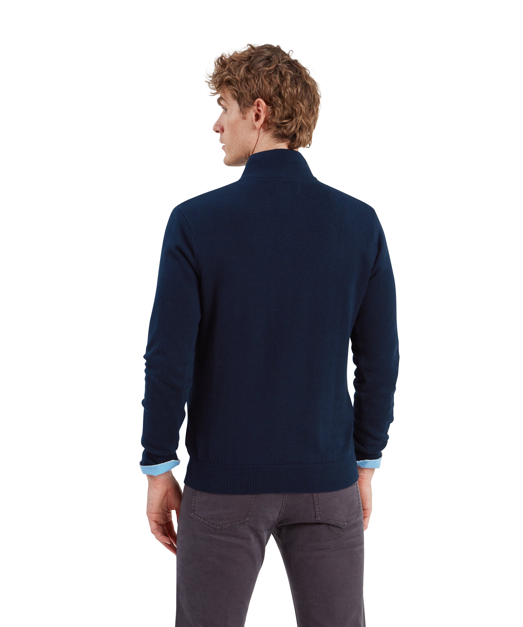 Calton Cotton Cashmere Quarter Zip Jumper - Navy