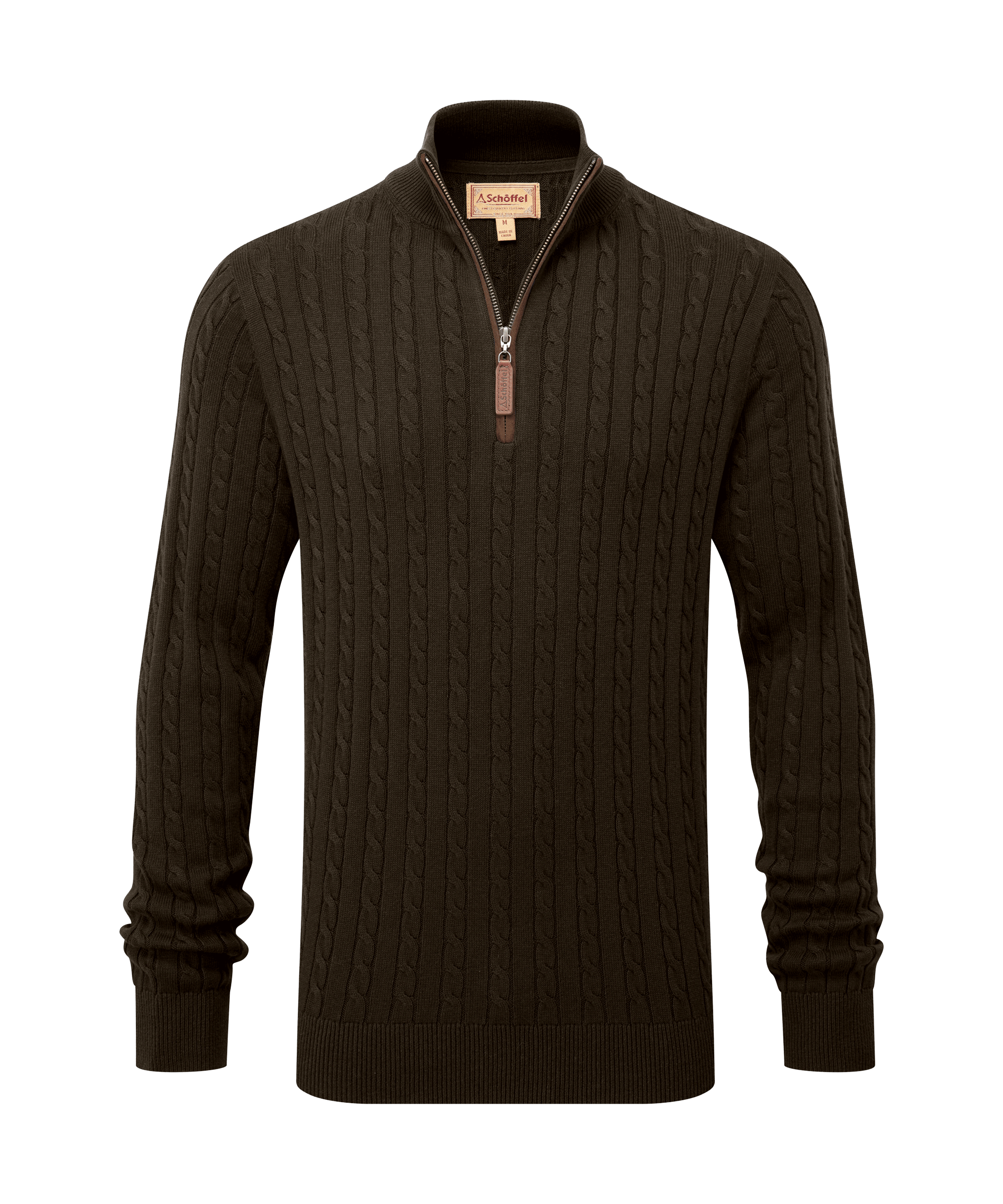 Men's Calton Cotton Cable Quarter Zip Jumper Green | Schöffel Country