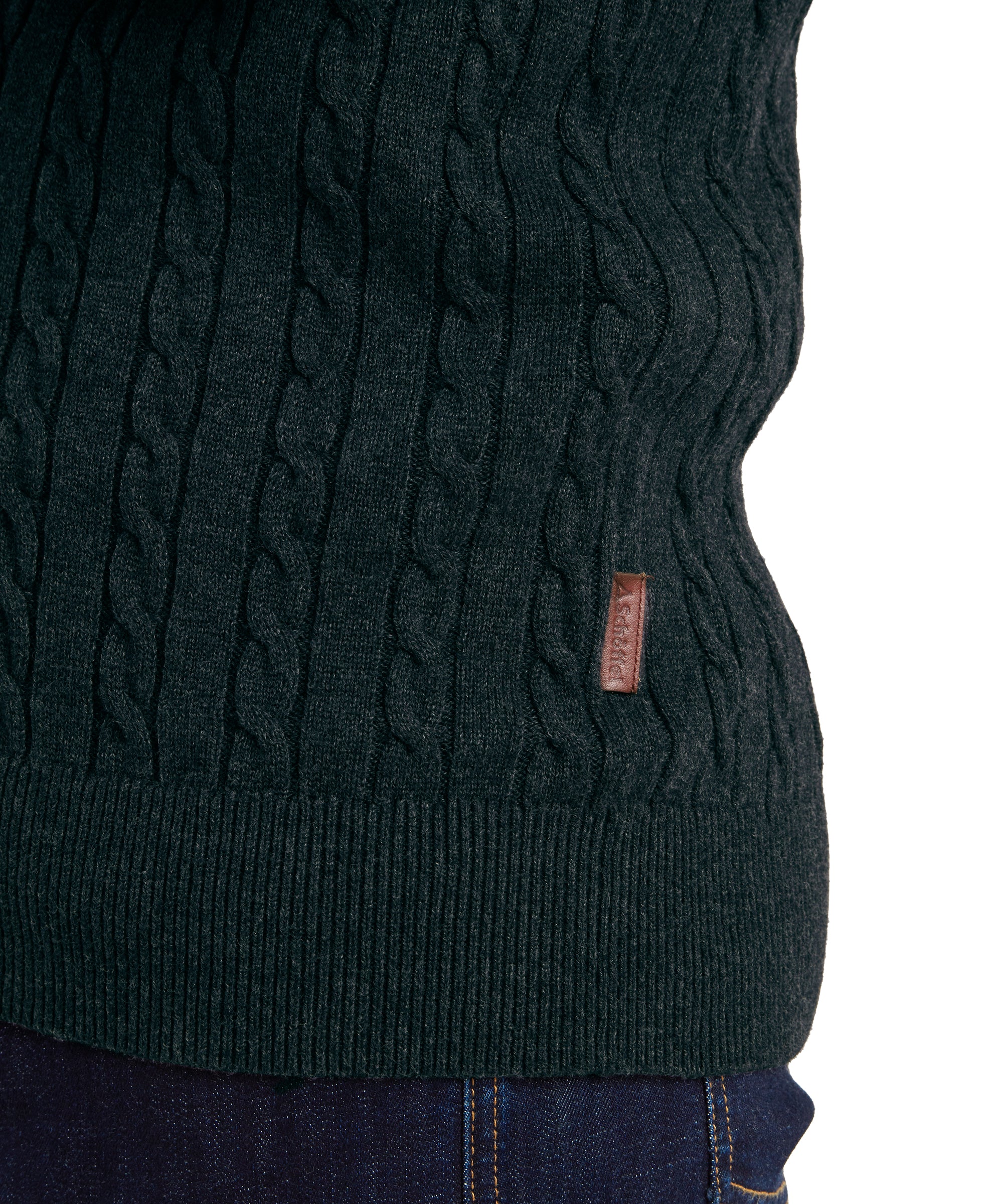 Calton Cotton Cashmere Cable Quarter Zip Jumper - Charcoal