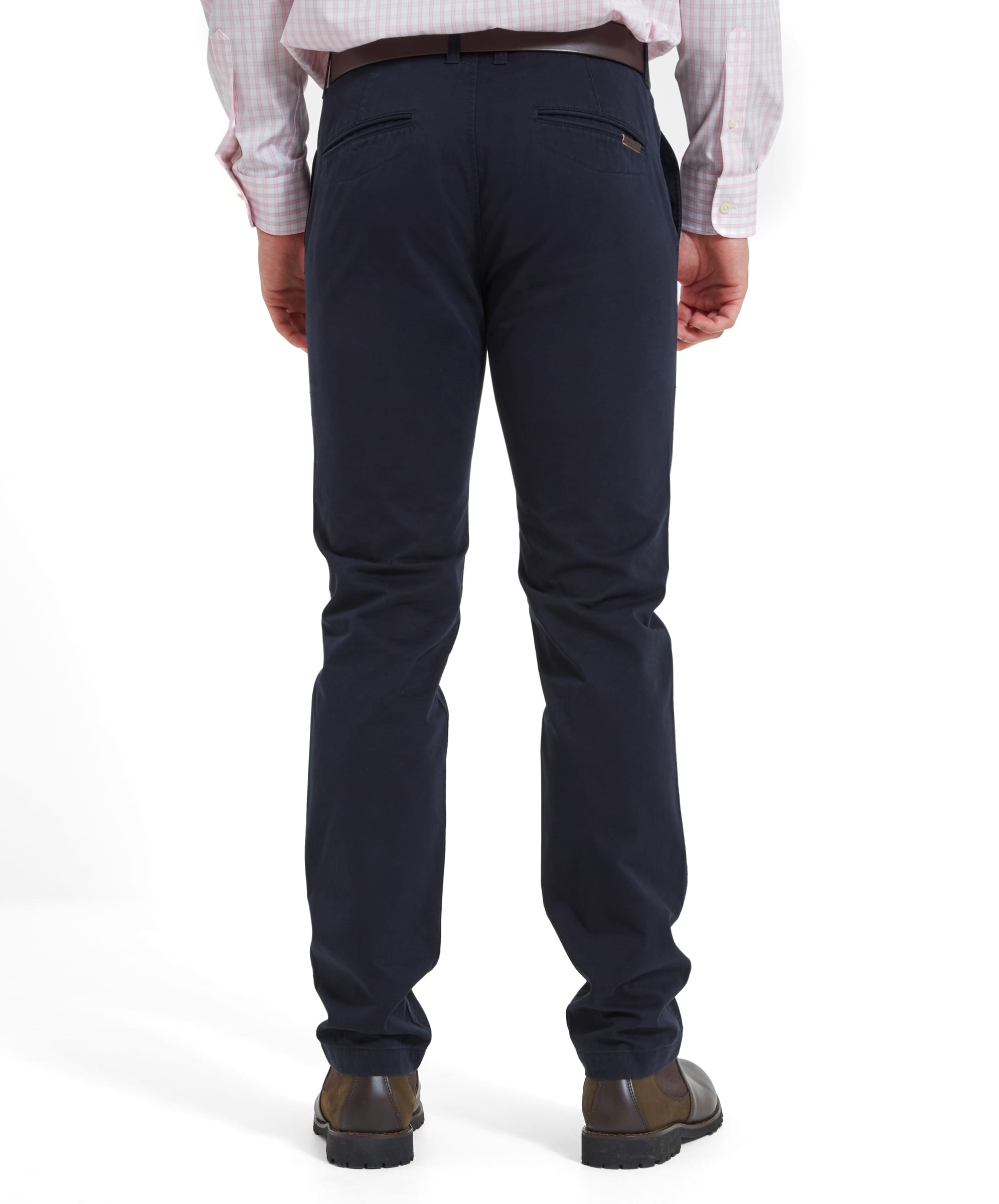 A back view of a man wearing the Schöffel Chichester Chino in Navy, highlighting the pocket design and fit.