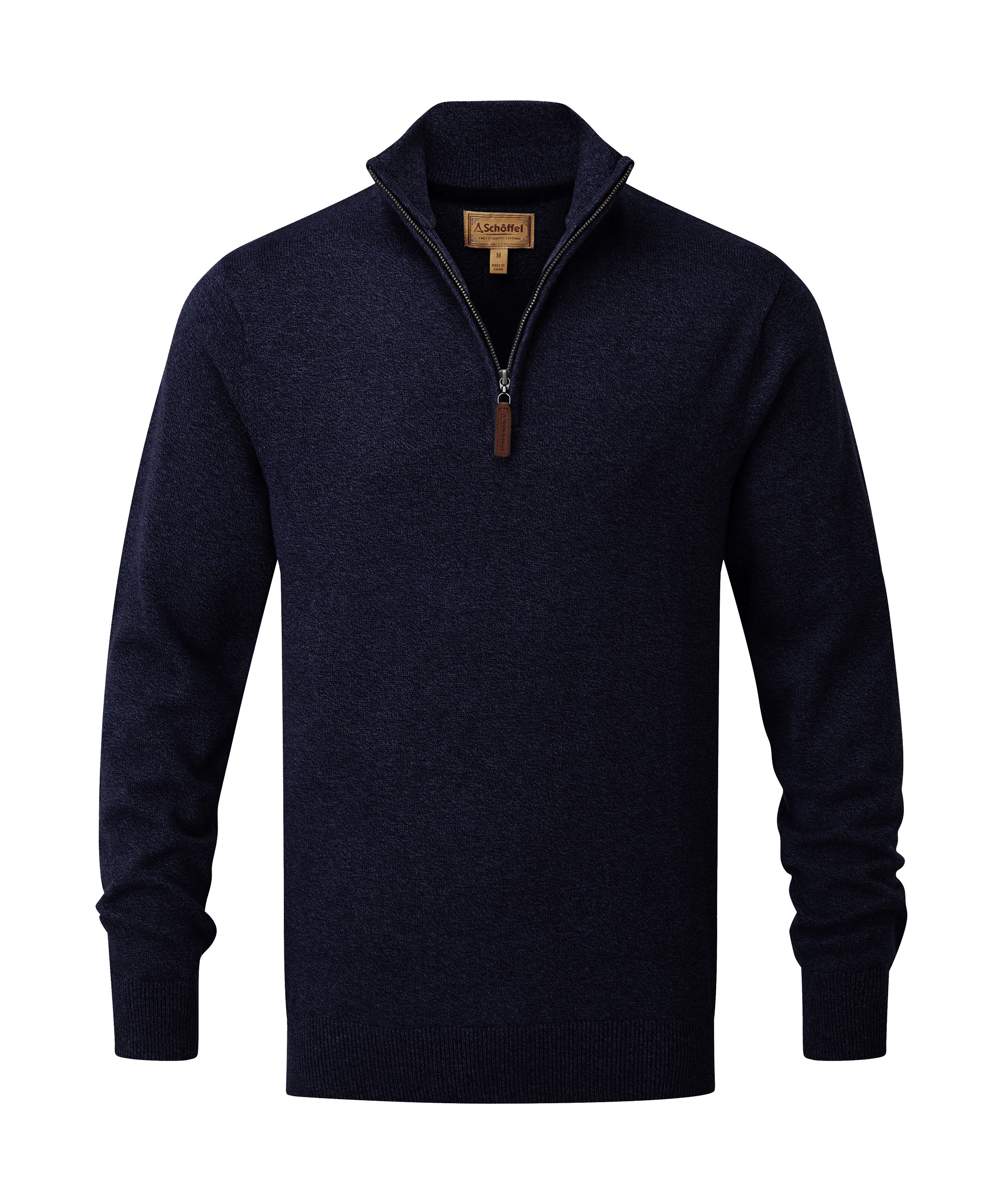 Schöffel Cotton Cashmere 1/4 Zip Neck Jumper for Men in Navy