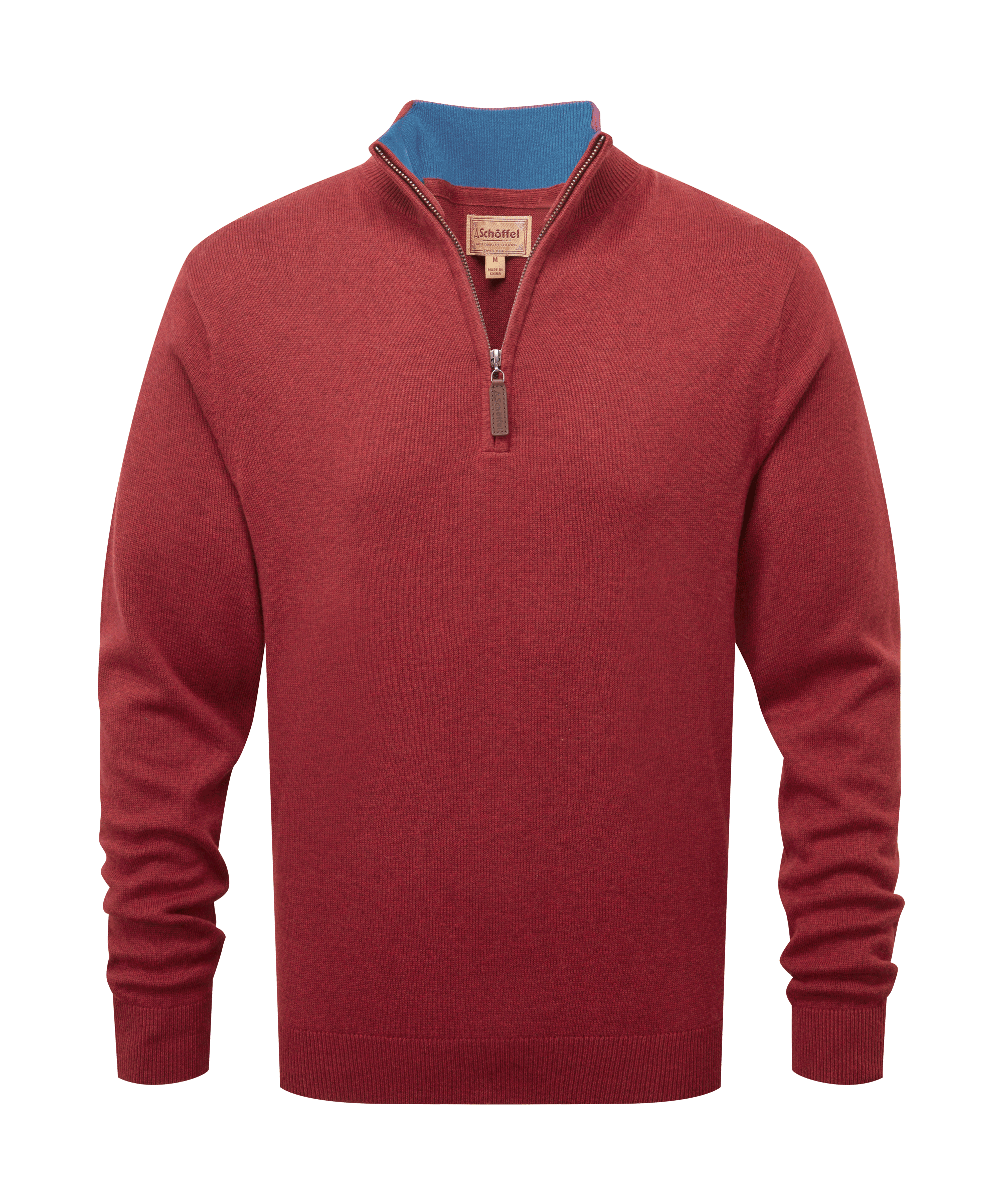 Schöffel Cotton Cashmere 1/4 Zip Neck Jumper for Men in Red