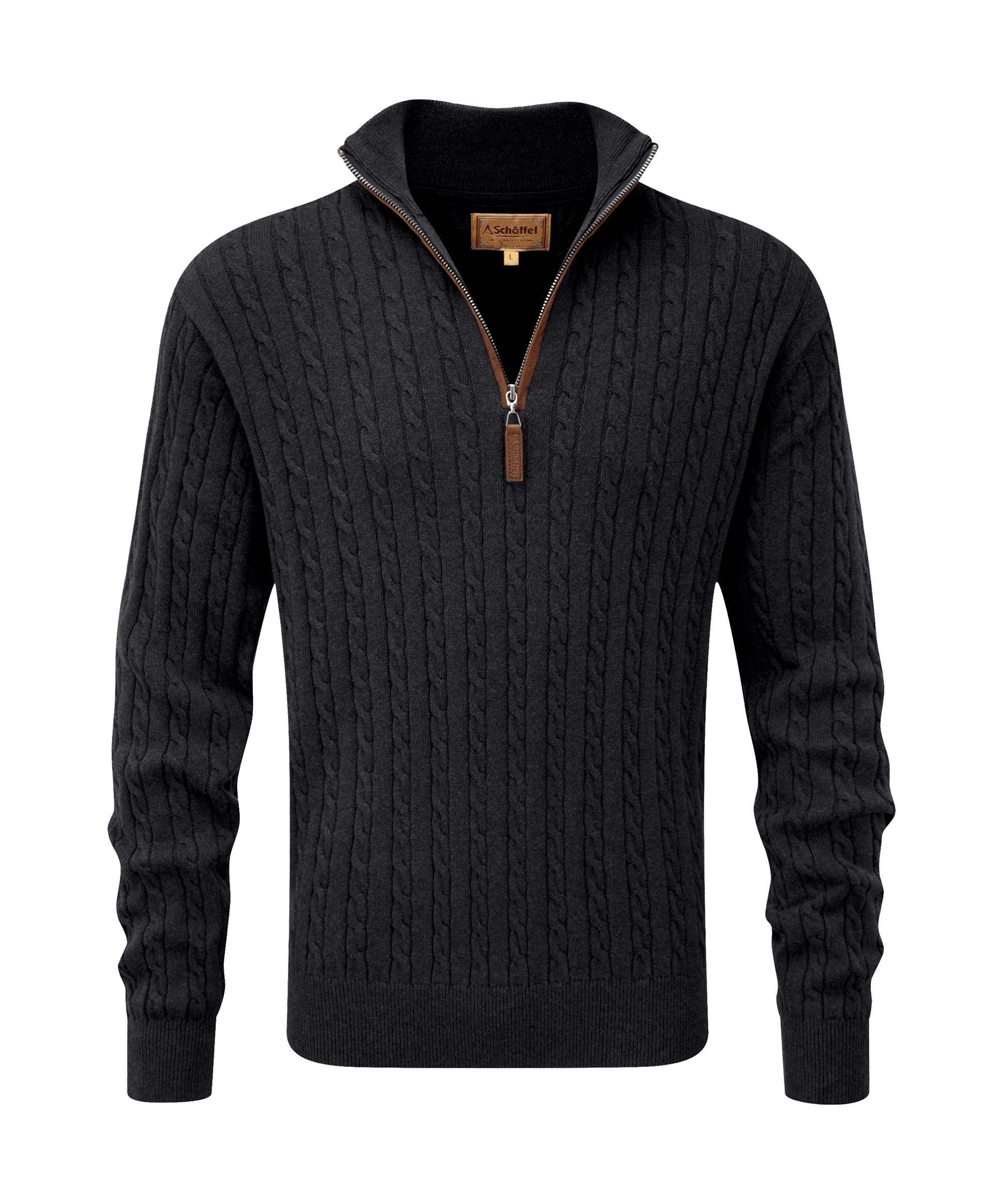 Schöffel Cotton Cashmere Cable 1/4 Zip Jumper for Men in Grey