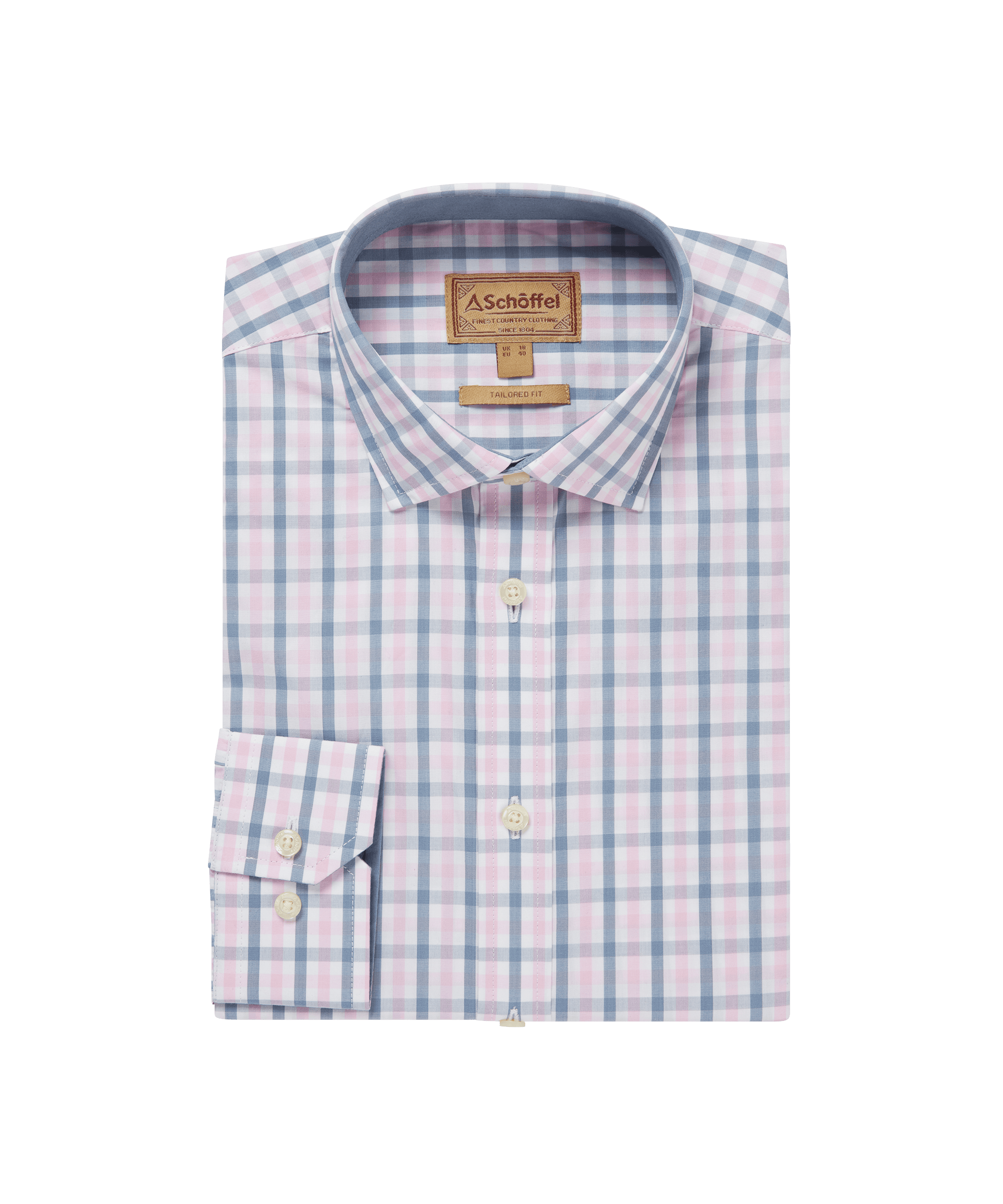 Schöffel Men's Hebden Tailored Shirt in Blue and Pink Check