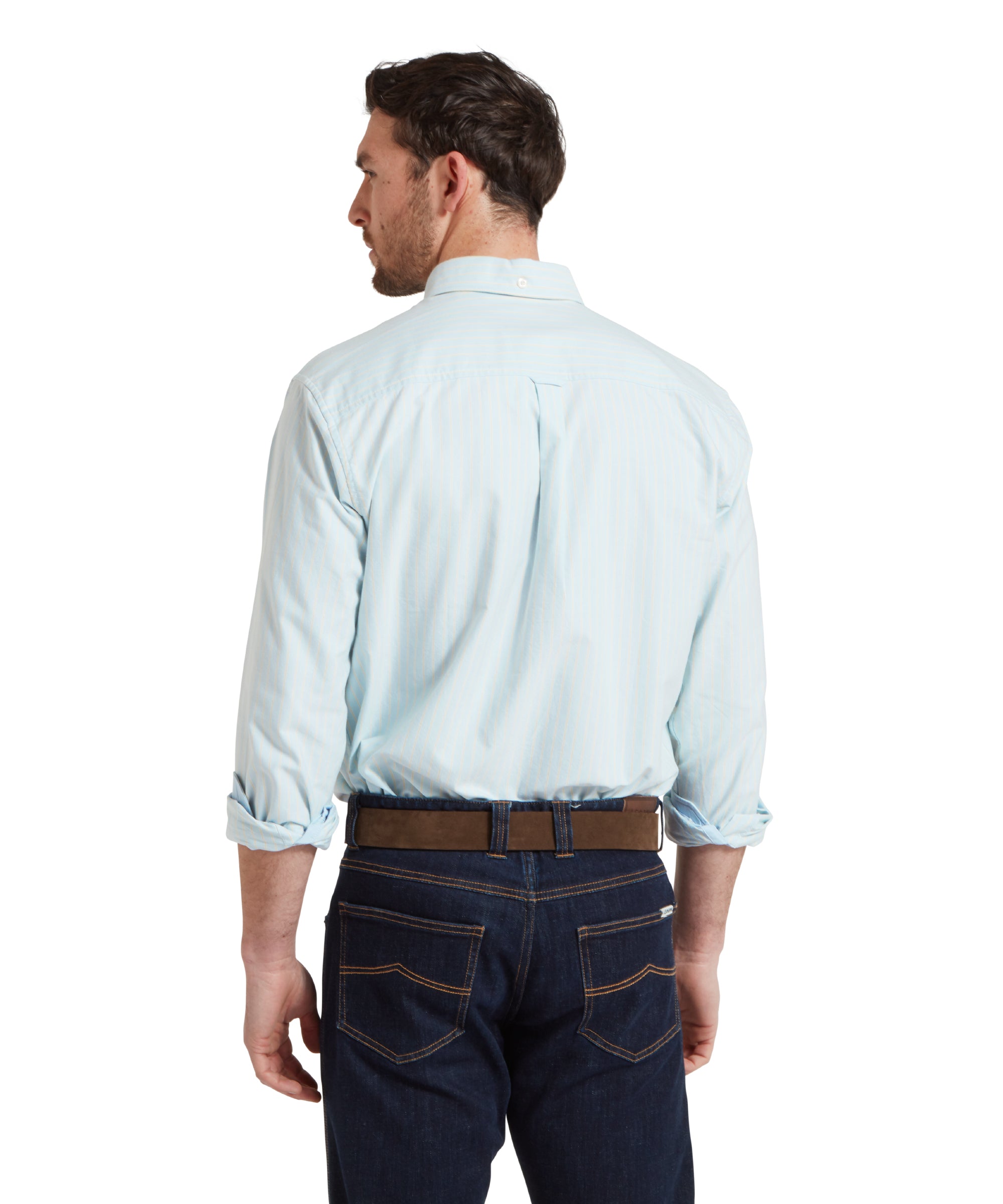 Holt Soft Oxford Tailored Shirt - Pale Blue/Lemon Stripe