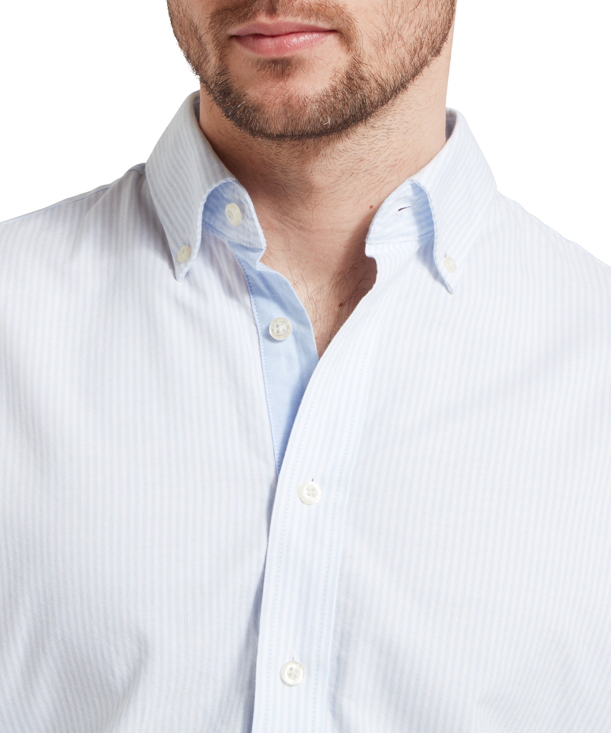 Holt Soft Oxford Tailored Shirt - Pale Blue Stripe