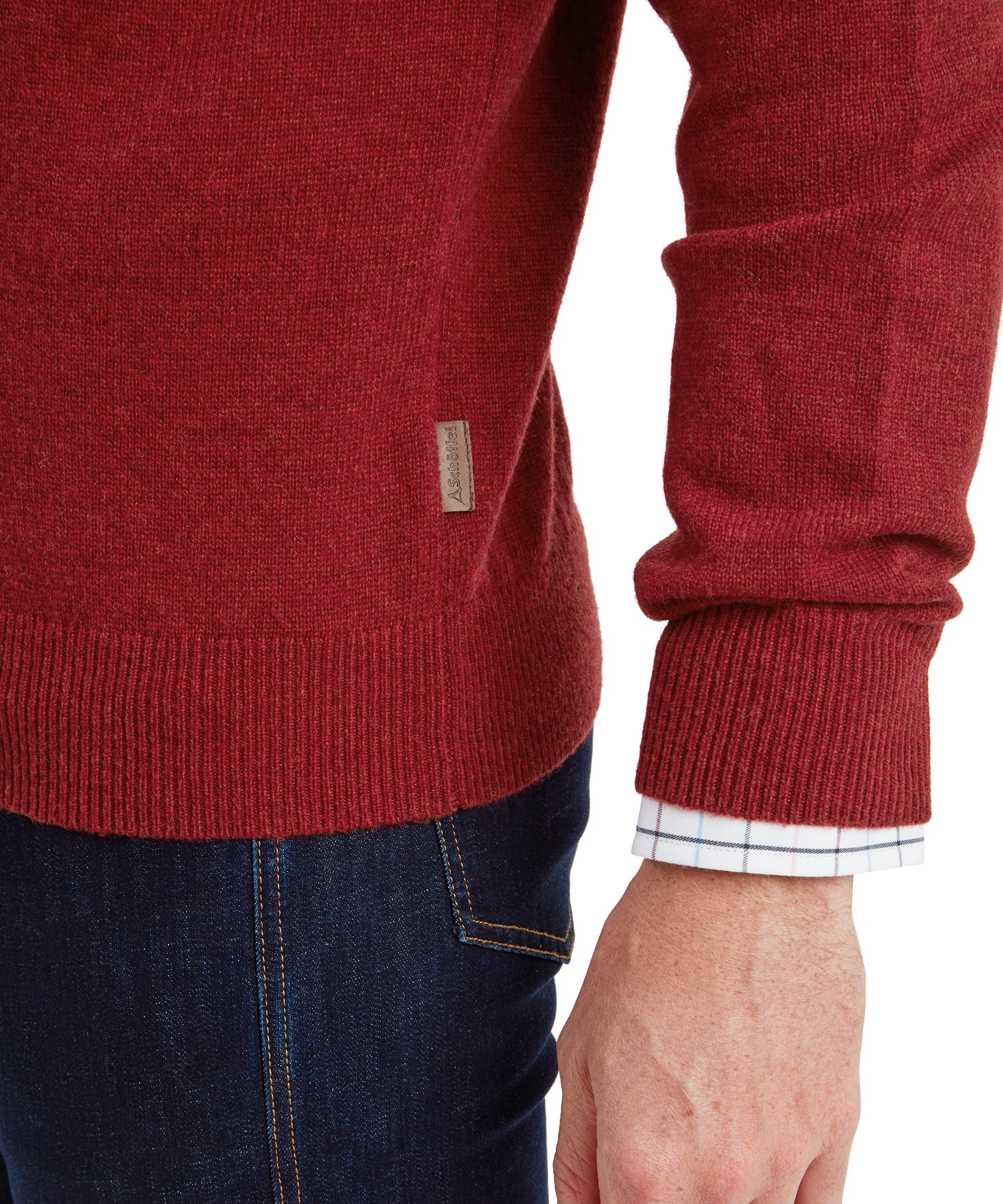 Lewis Lambswool Quarter Zip Jumper - Deep Red