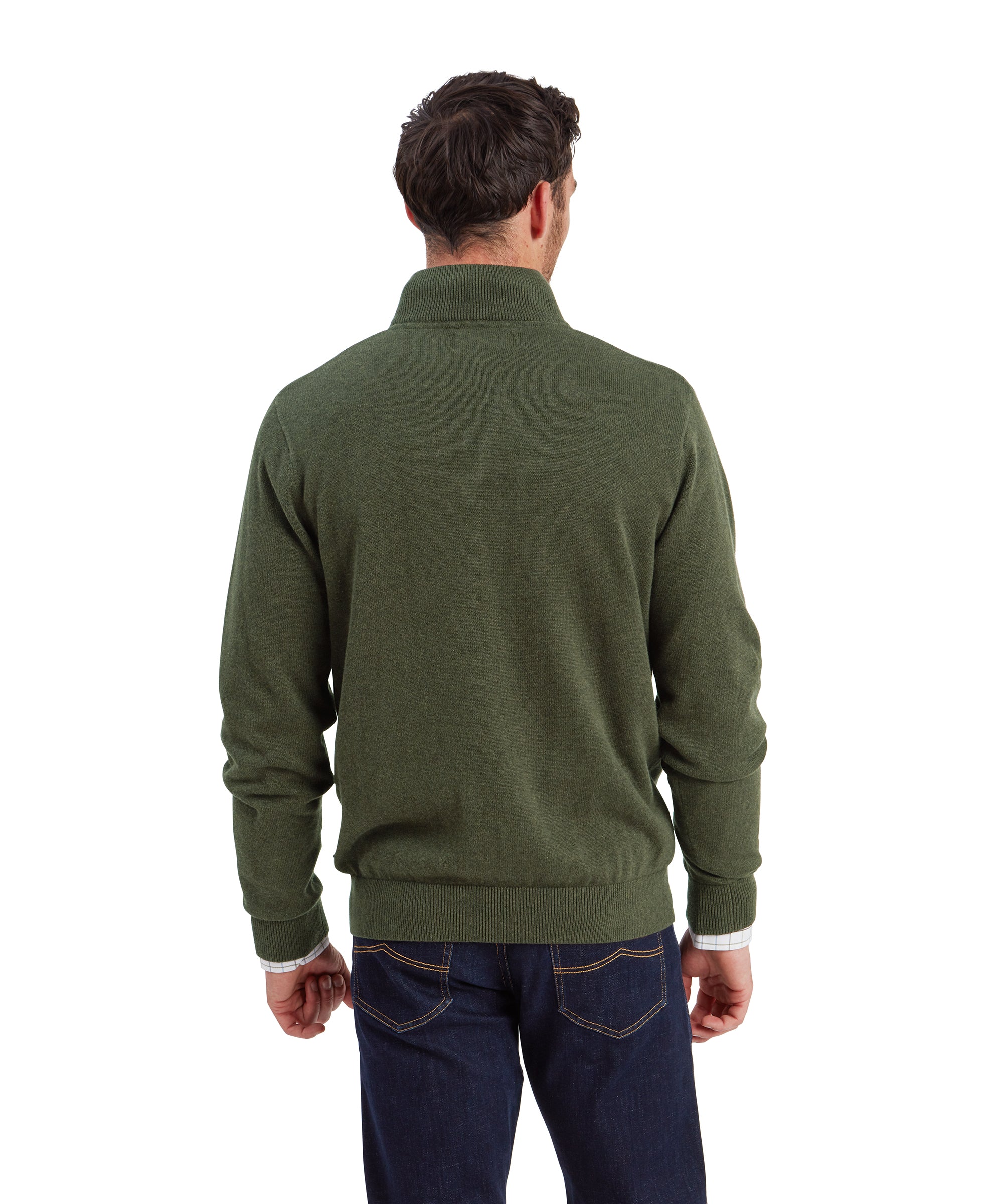 Lewis Lambswool Quarter Zip Jumper - Woodland