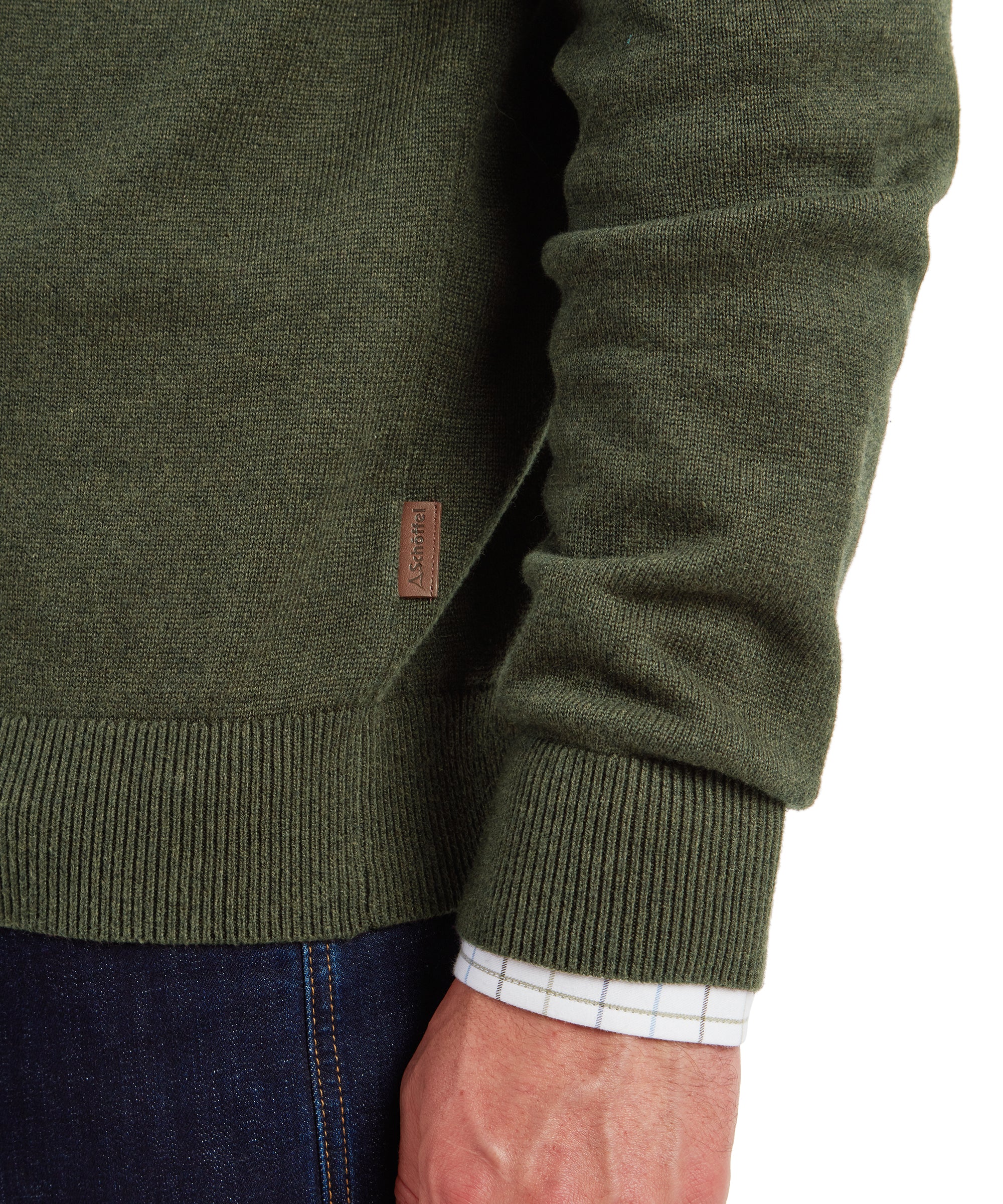 Lewis Lambswool Quarter Zip Jumper - Woodland