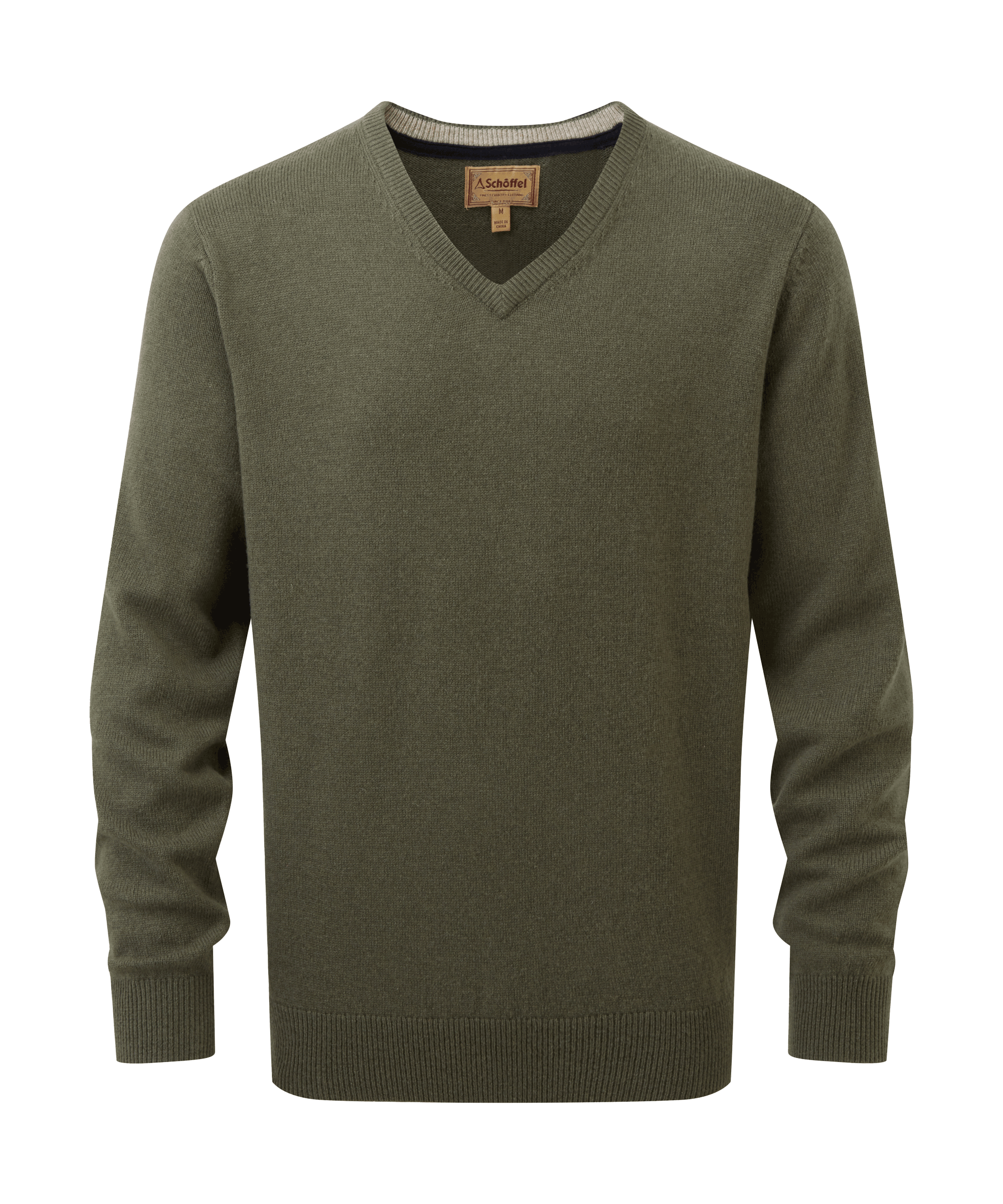 Lewis Lambswool V Neck Jumper Woodland