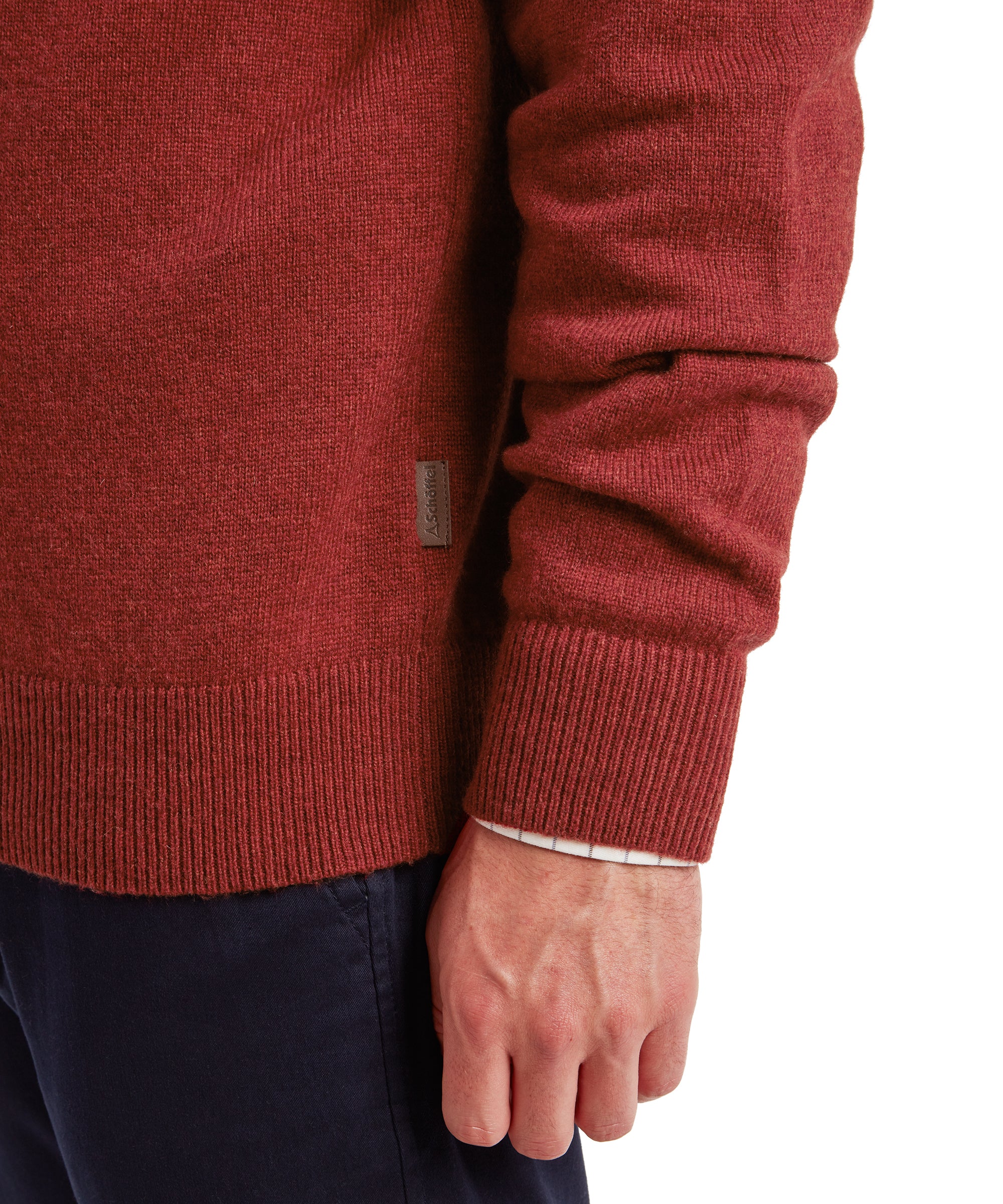 Lewis Lambswool V Neck Jumper - Deep Red