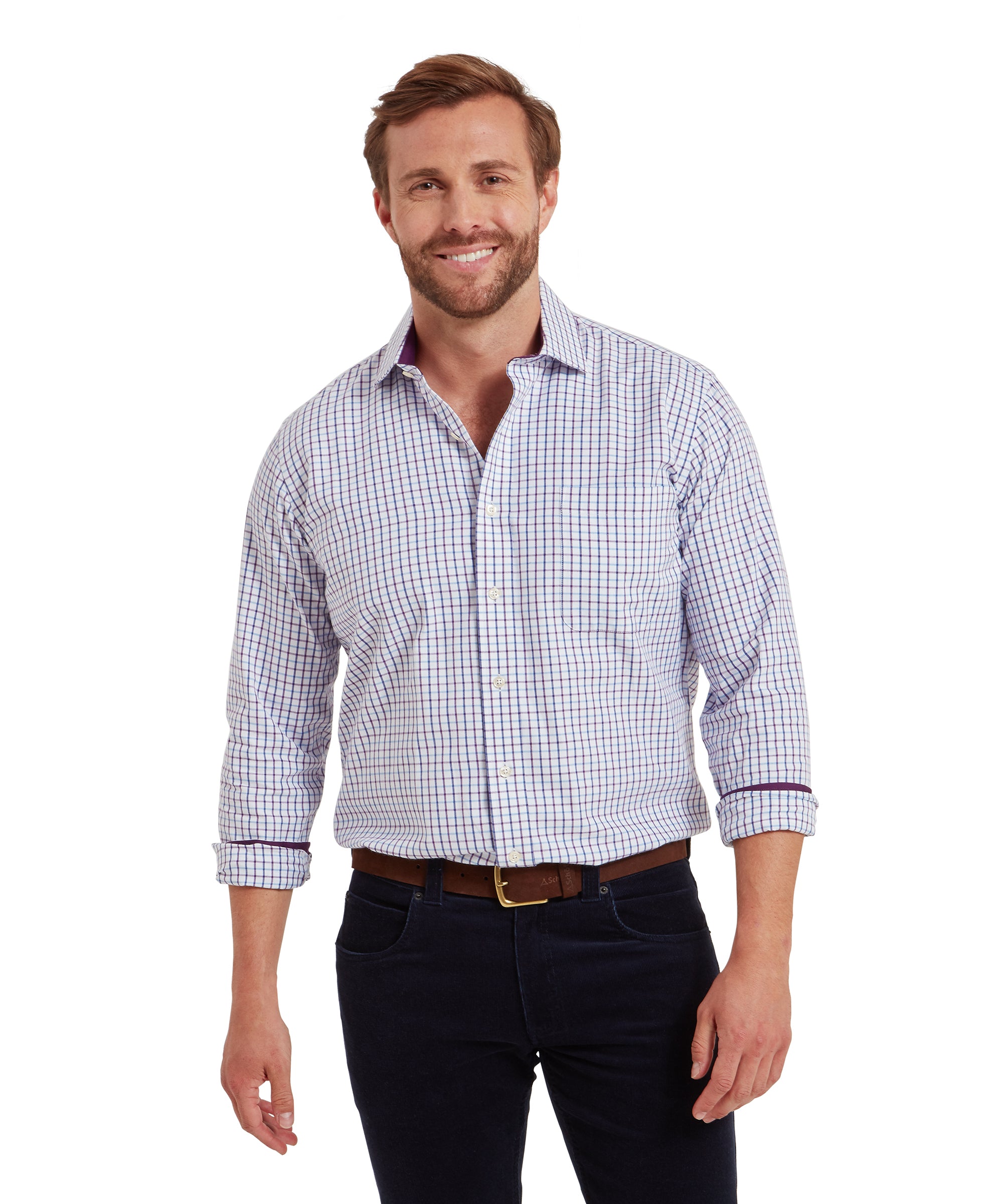 Milton Tailored Shirt - Purple Check