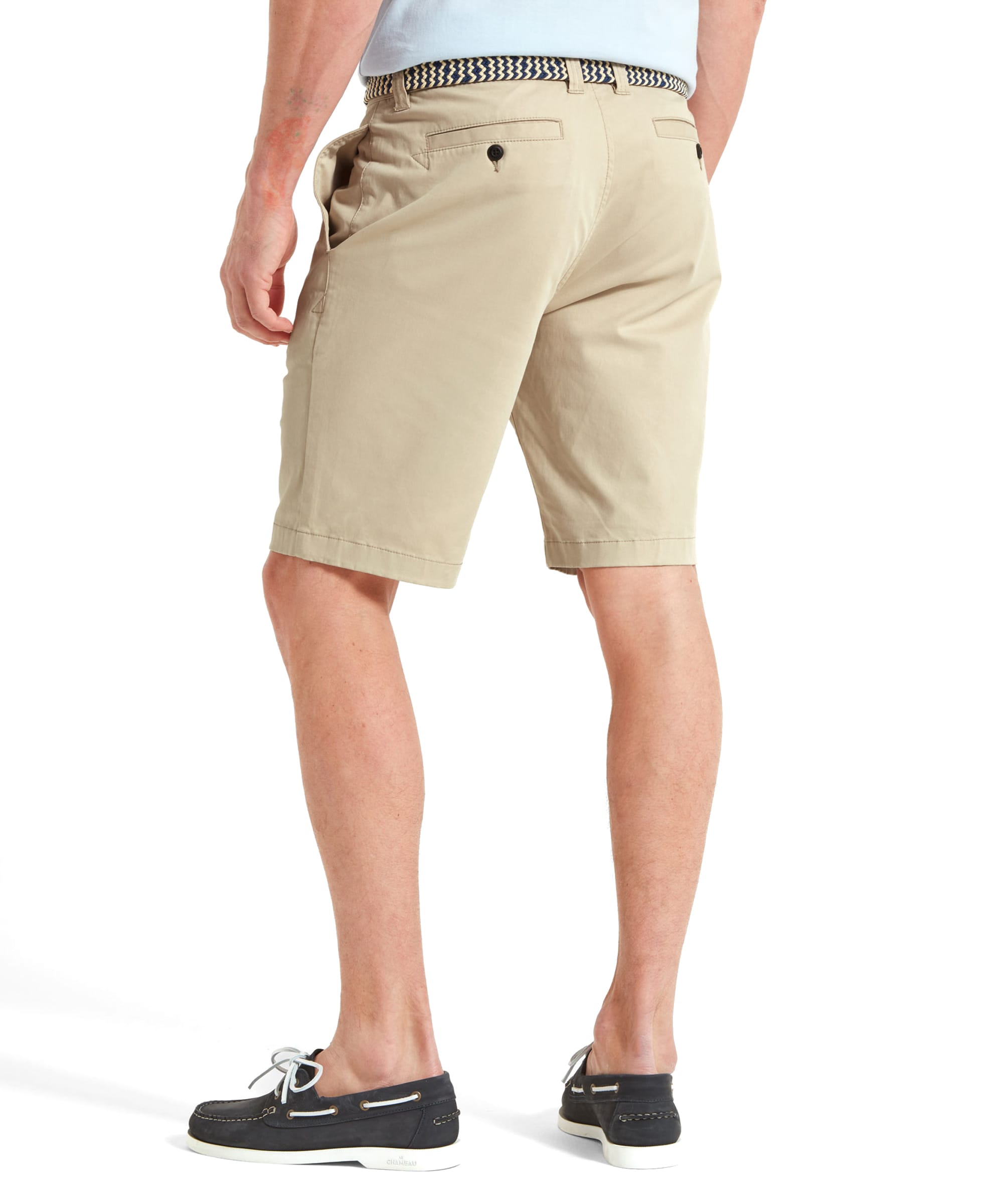 Image of a man wearing Schöffel Paul Shorts for Men in Beige, shown from the back, highlighting the fit and style.