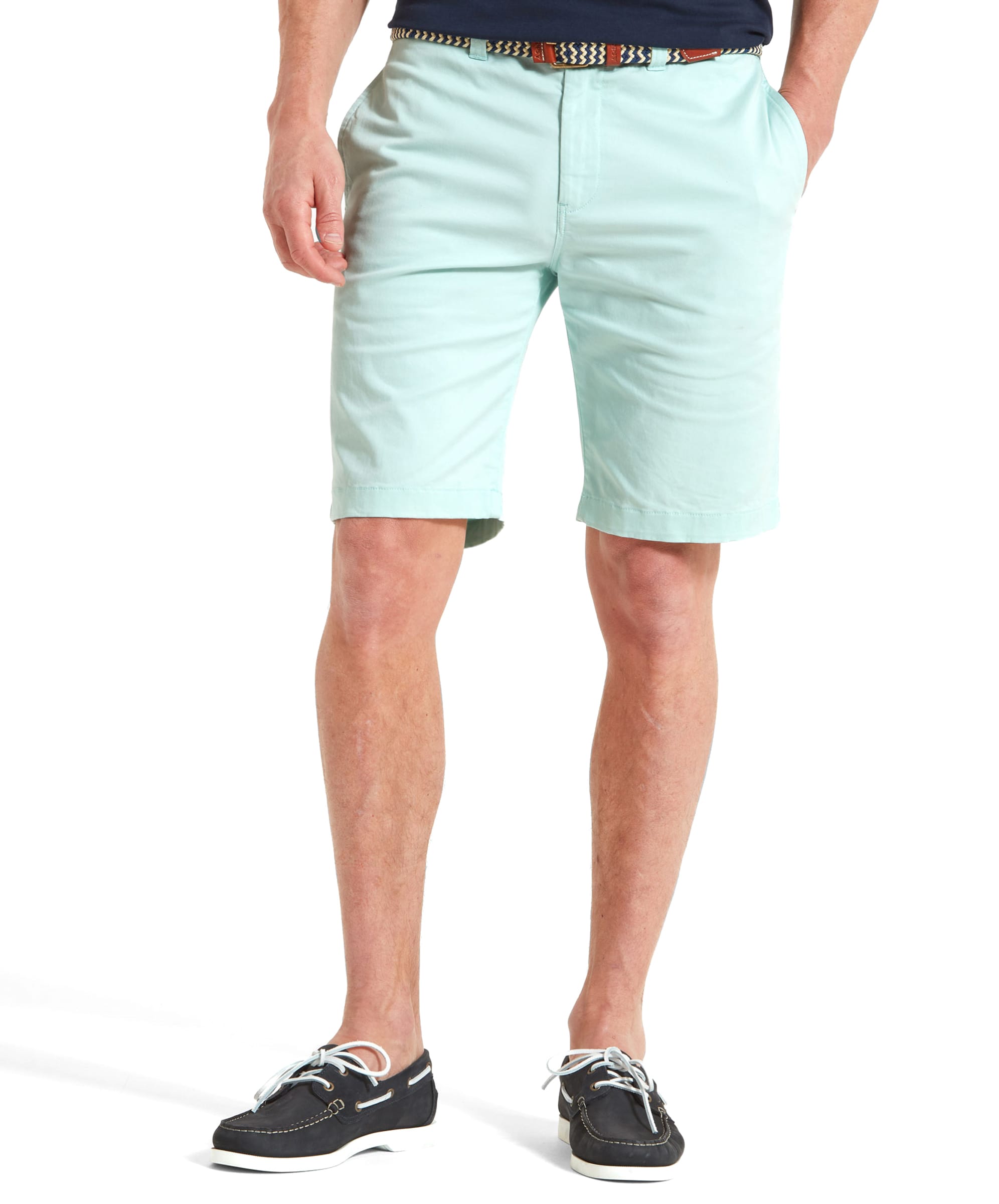 Front view of Schöffel Paul Shorts for Men in Light Green, showcasing a clean, casual look with pockets.