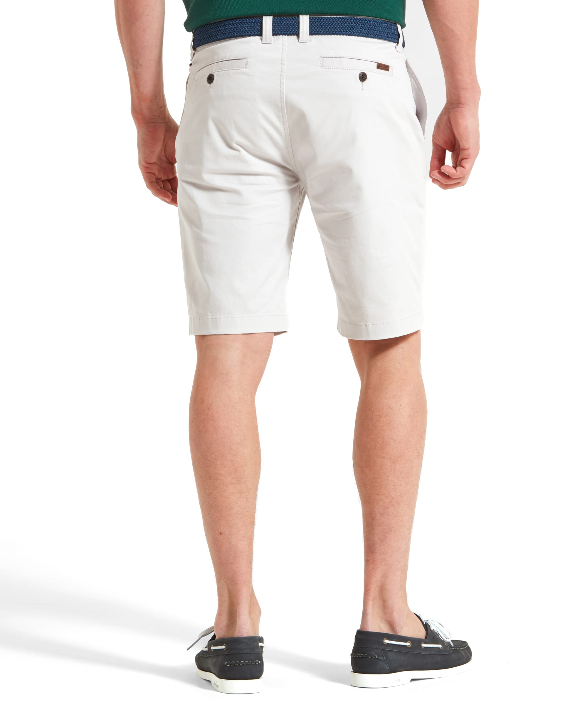 Rear view of Schöffel Paul Shorts for Men in Light Grey, showing the back pockets and fit.