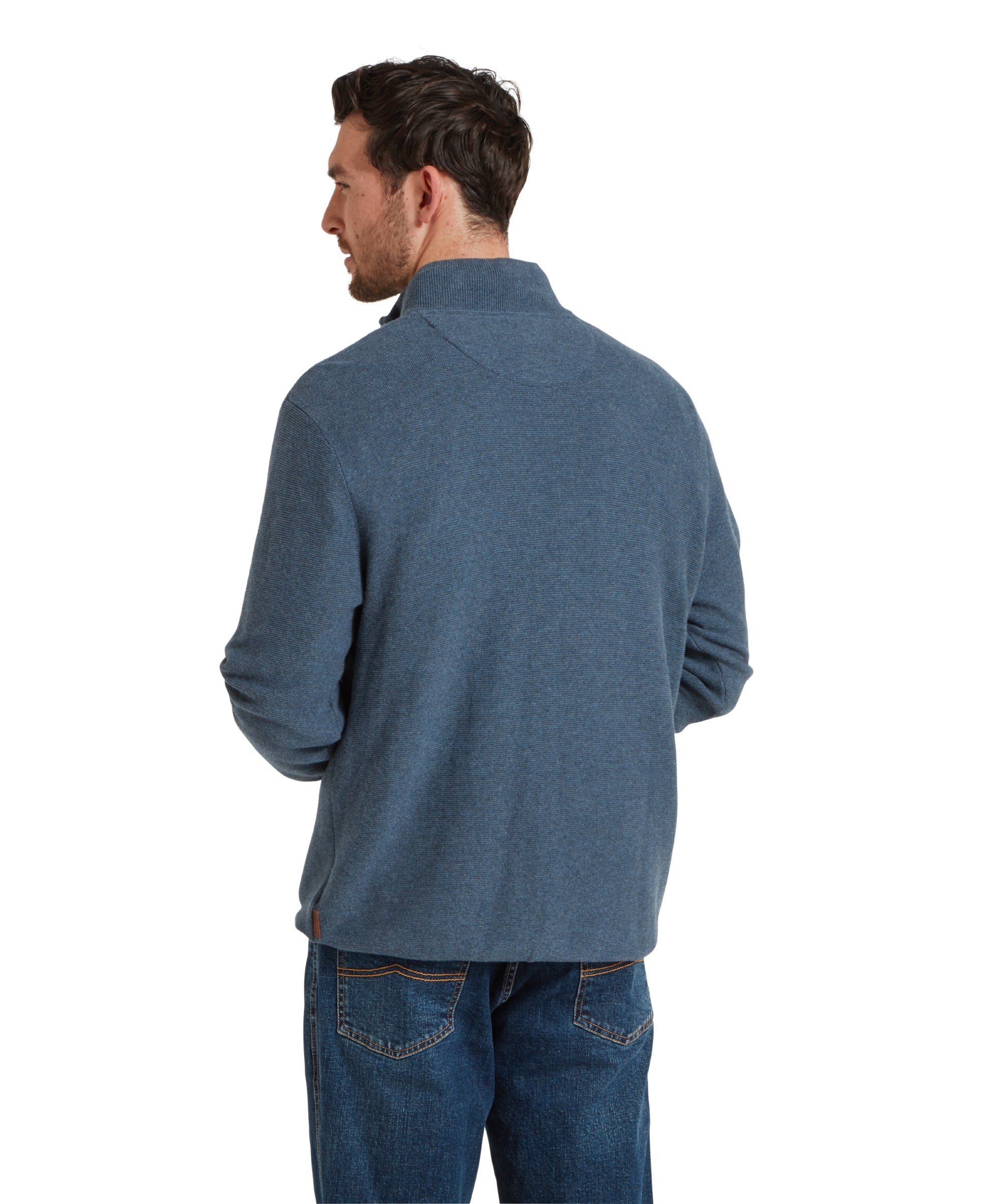 Porthleven Quarter Zip Jumper - Dark Pigeon Blue