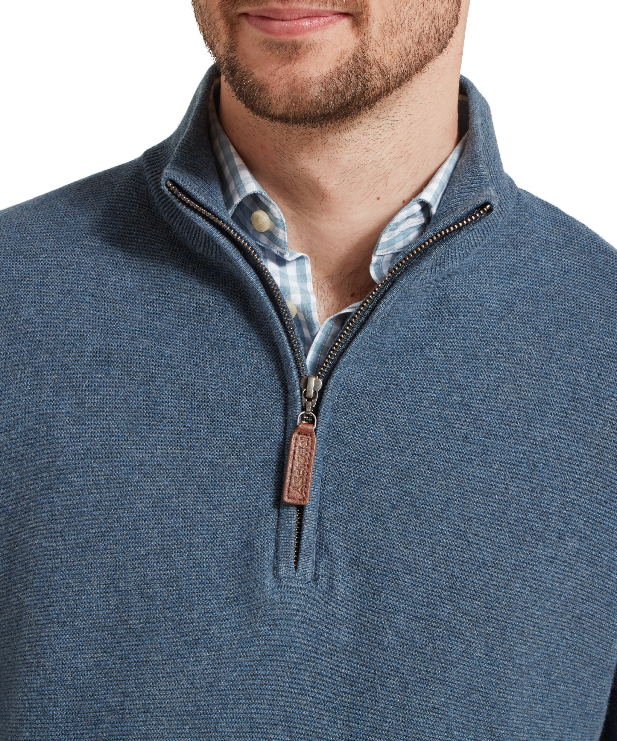 Porthleven Quarter Zip Jumper - Dark Pigeon Blue