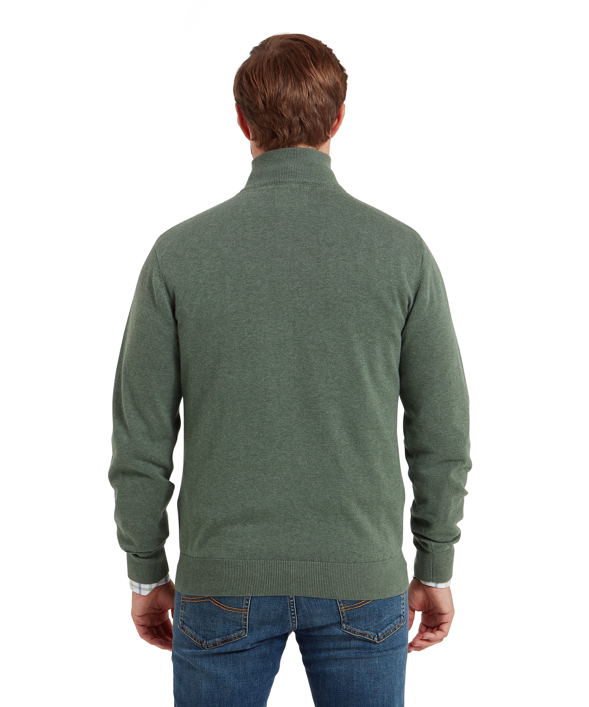 Porthmeor Quarter Zip Jumper - Country Green