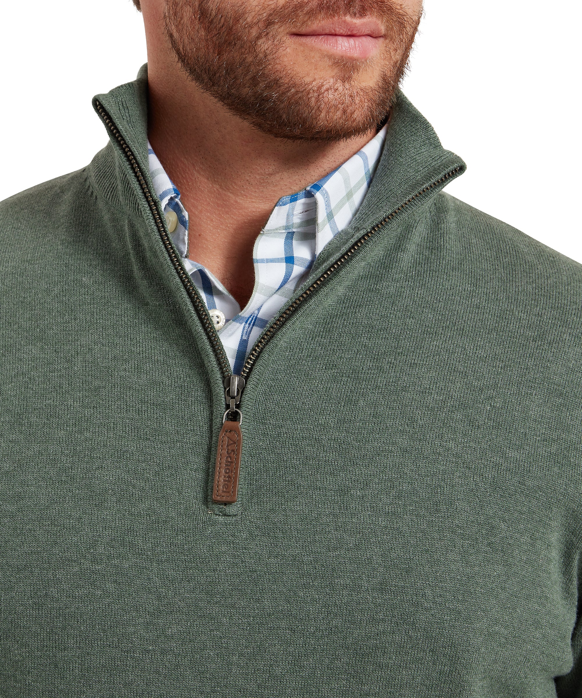 Porthmeor Quarter Zip Jumper - Country Green