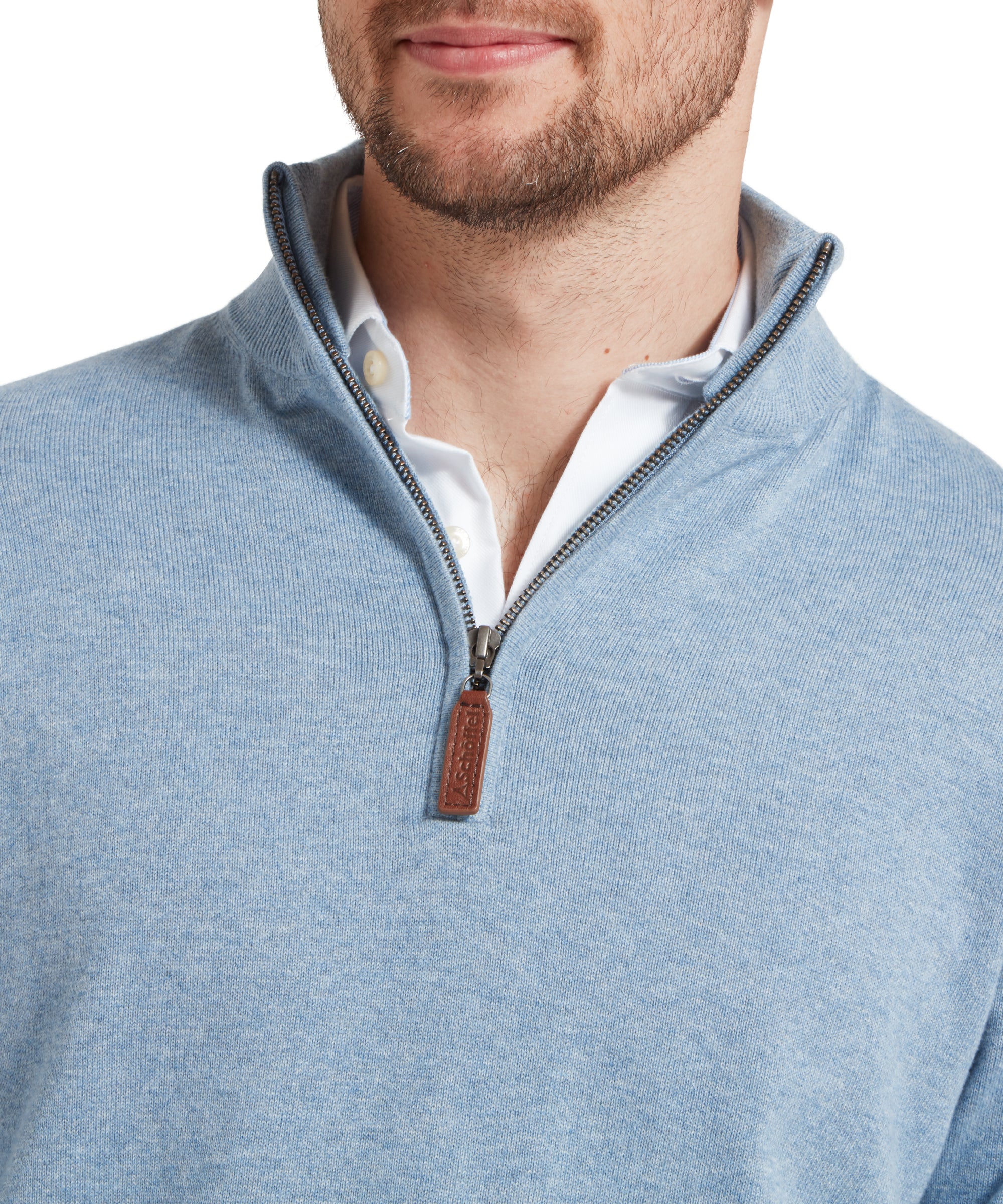 Porthmeor Pima Cotton Quarter Zip Jumper - Denim Blue