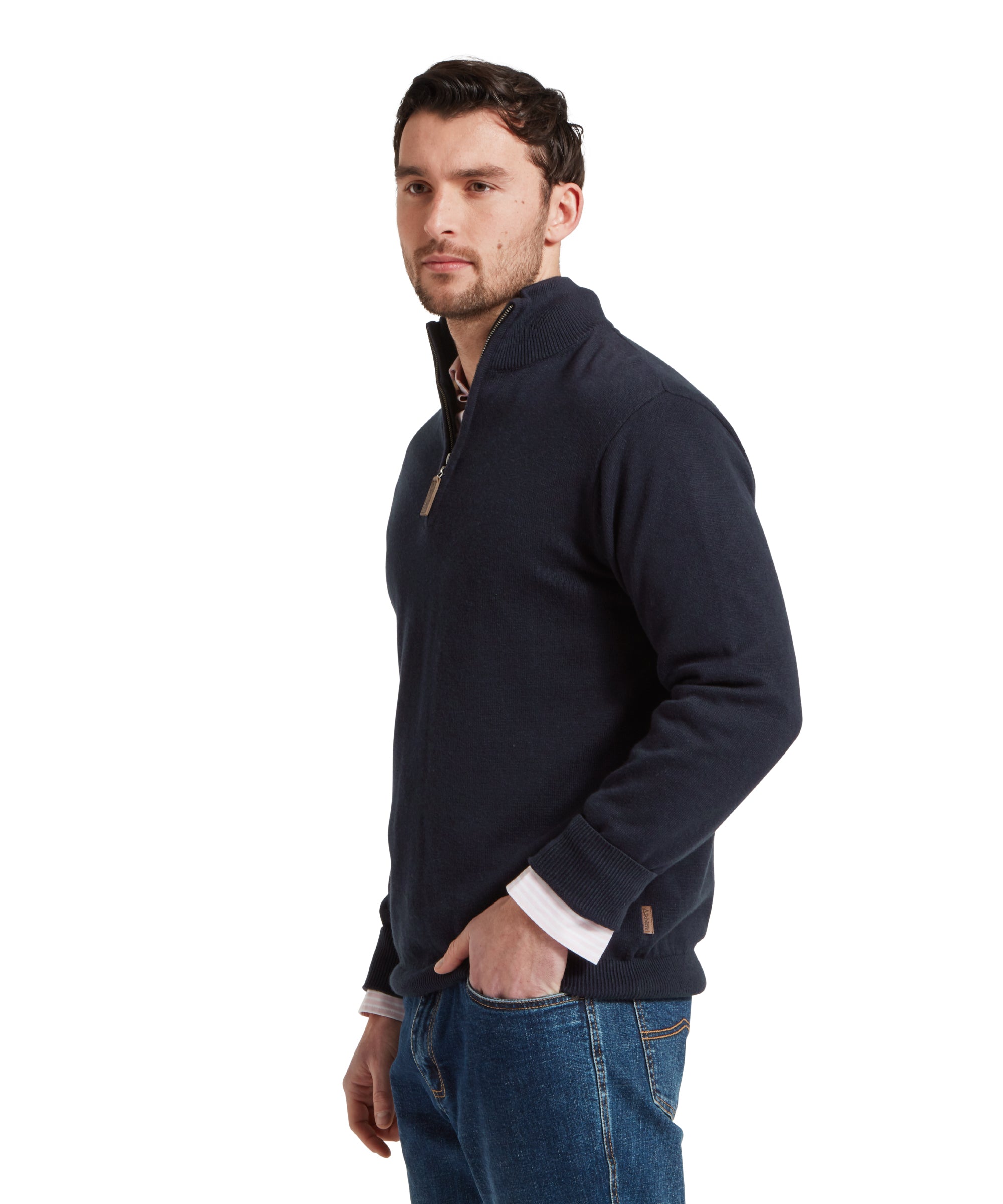 Porthmeor Quarter Zip Jumper - Navy