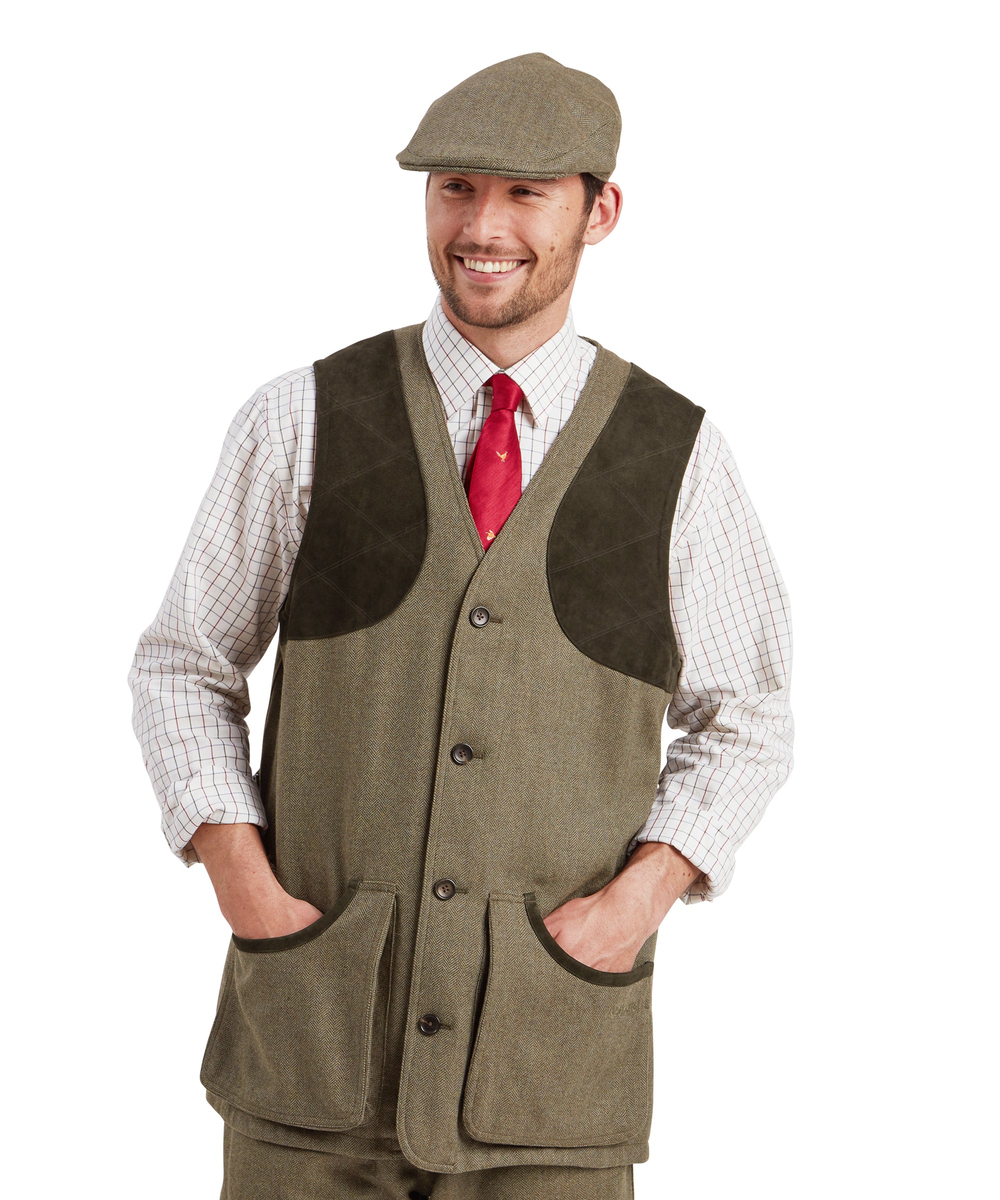 Ptarmigan Tweed Waistcoat II - Loden Green Herringbone Tweed