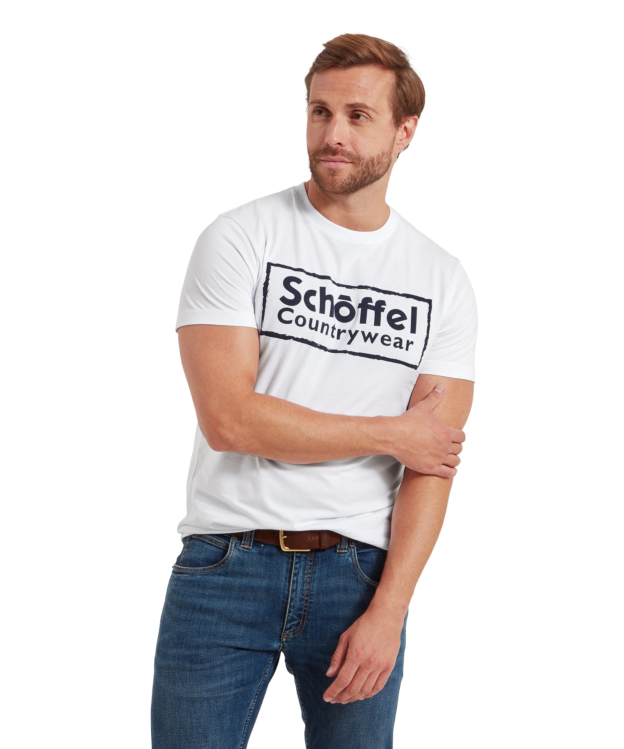 Schoffel Heritage T Shirt - White/Navy Logo