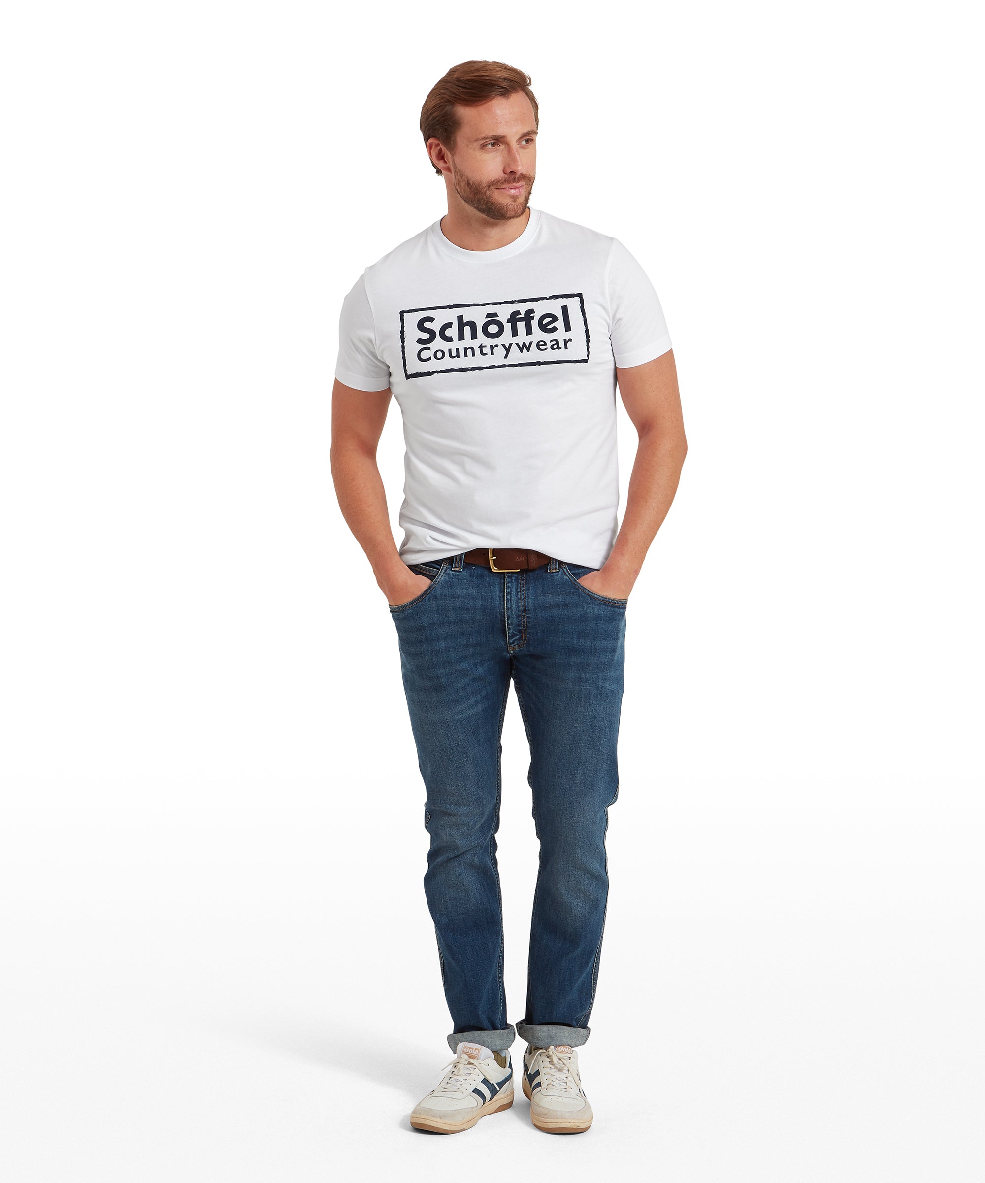 Schoffel Heritage T Shirt - White/Navy Logo