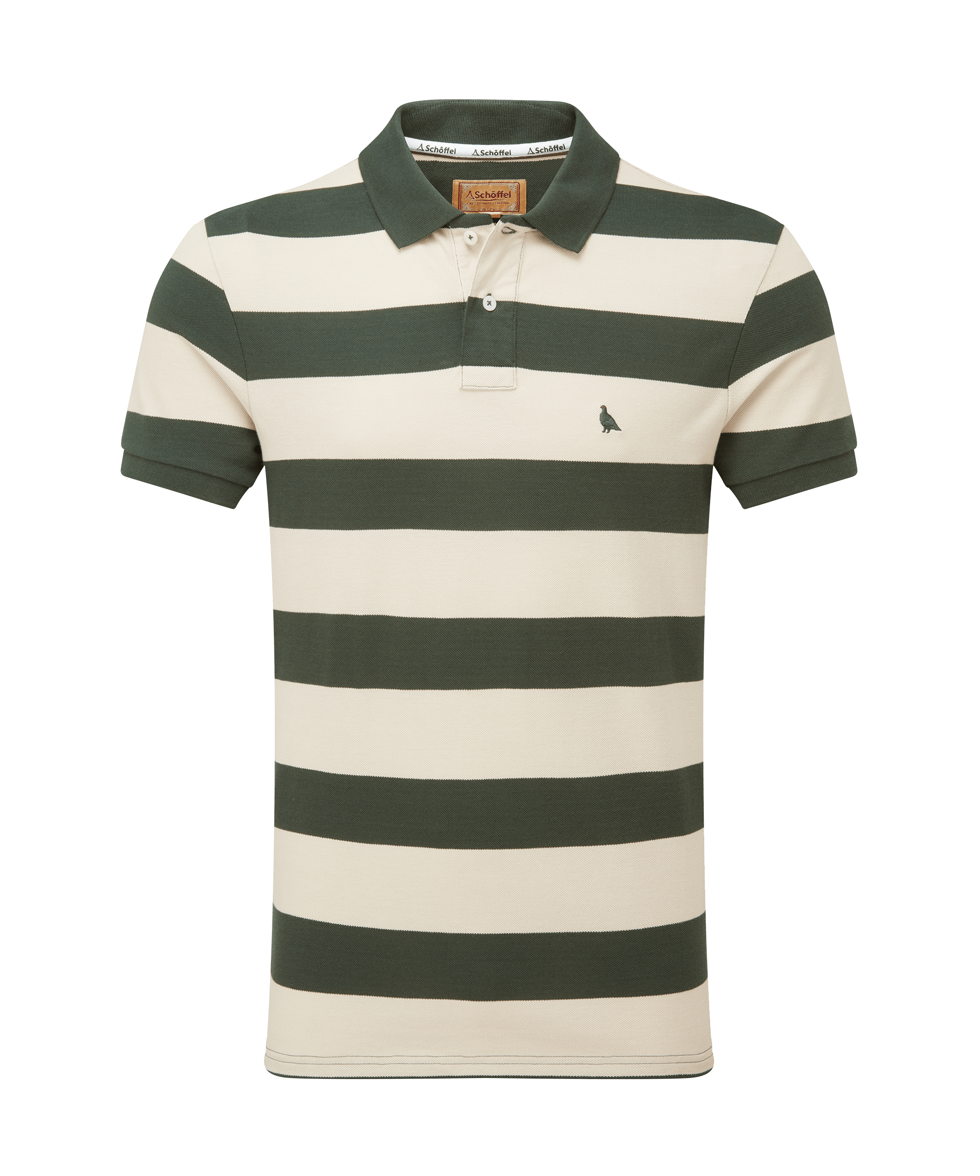 Schöffel Men's St Ives Heritage Polo Shirt in Green Stripe