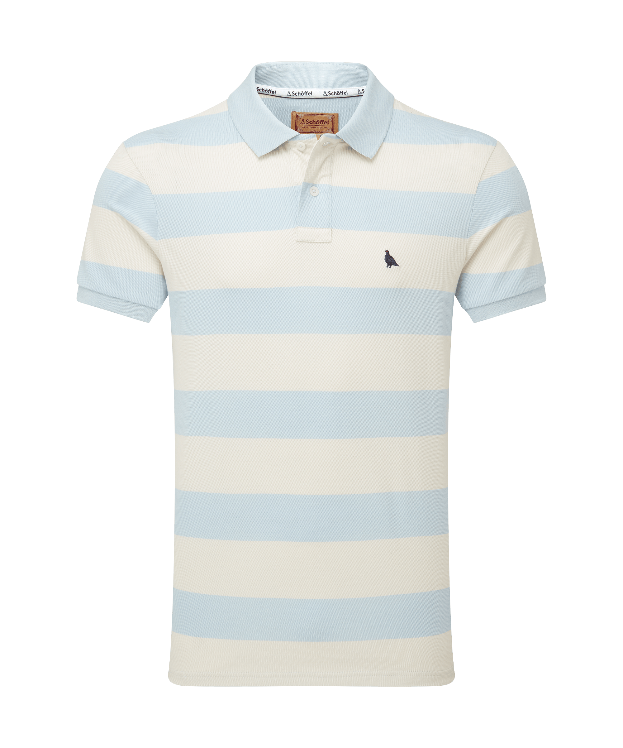 Schöffel Men's St Ives Heritage Polo Shirt in Light Blue Stripe