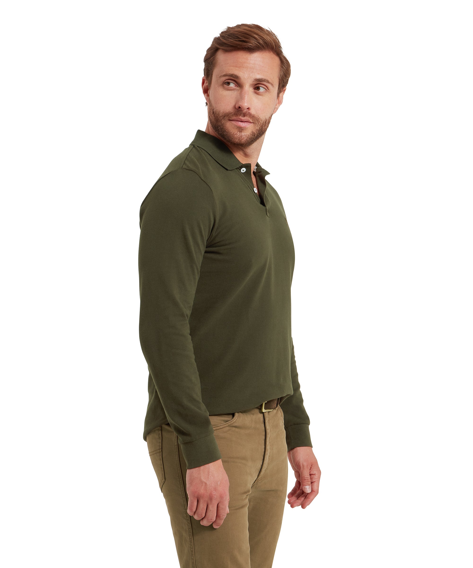 Mens khaki long sleeve polo hotsell