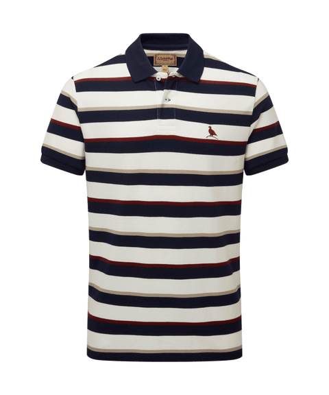 St Ives Polo Shirt Navy Bordeaux Stripe