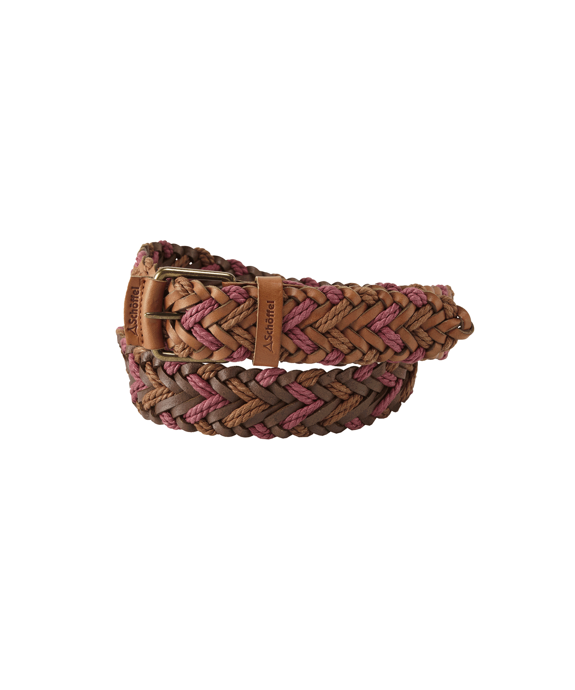 Schöffel Woven Leather Belt for Men in Brown and Pink