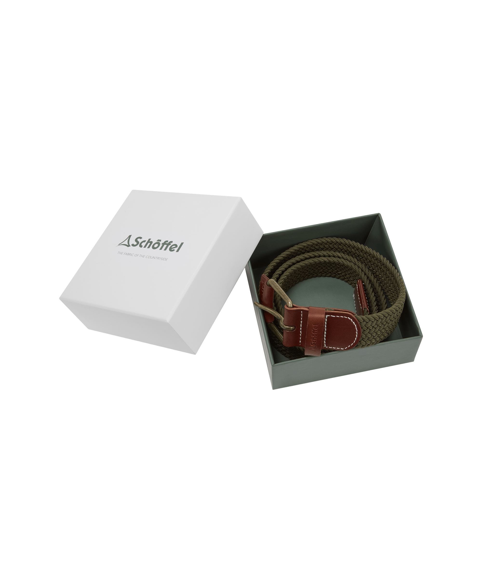 Schöffel Unisex Matlock Belt in Green, boxed in a Schöffel container