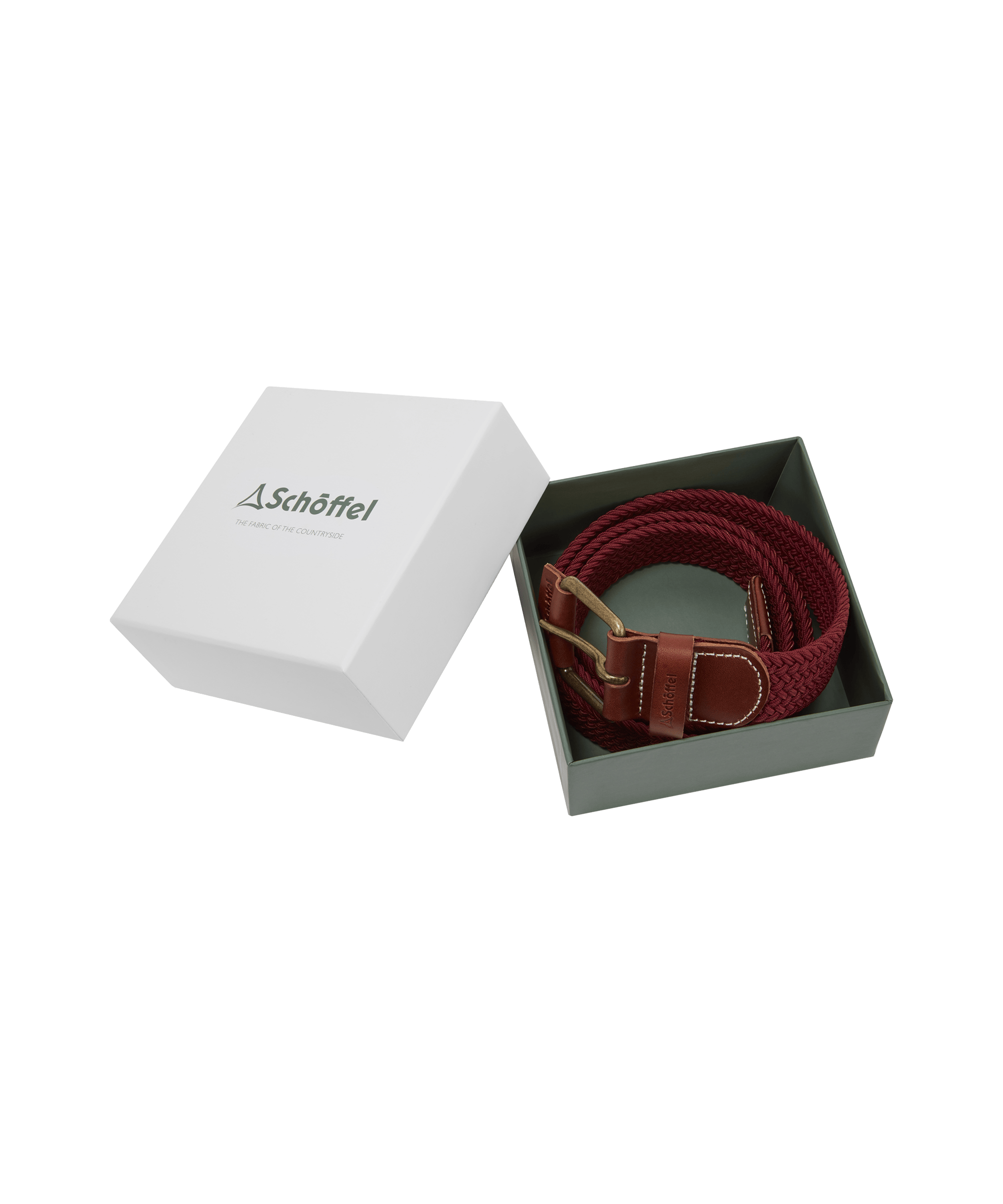 Schöffel Unisex Matlock Belt in Red, boxed in a Schöffel container