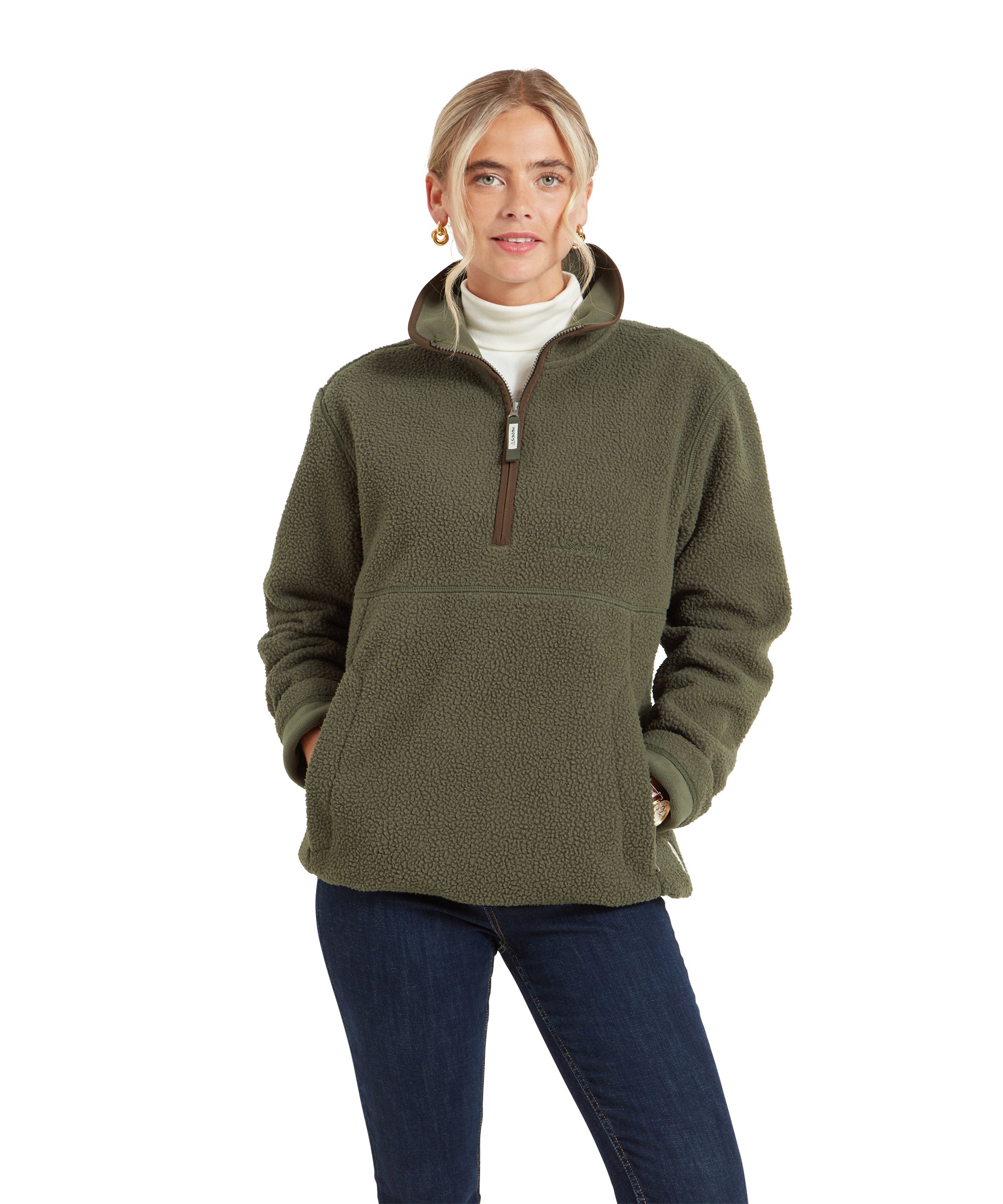 Berkeley Retro Quarter Zip Fleece - Woodland