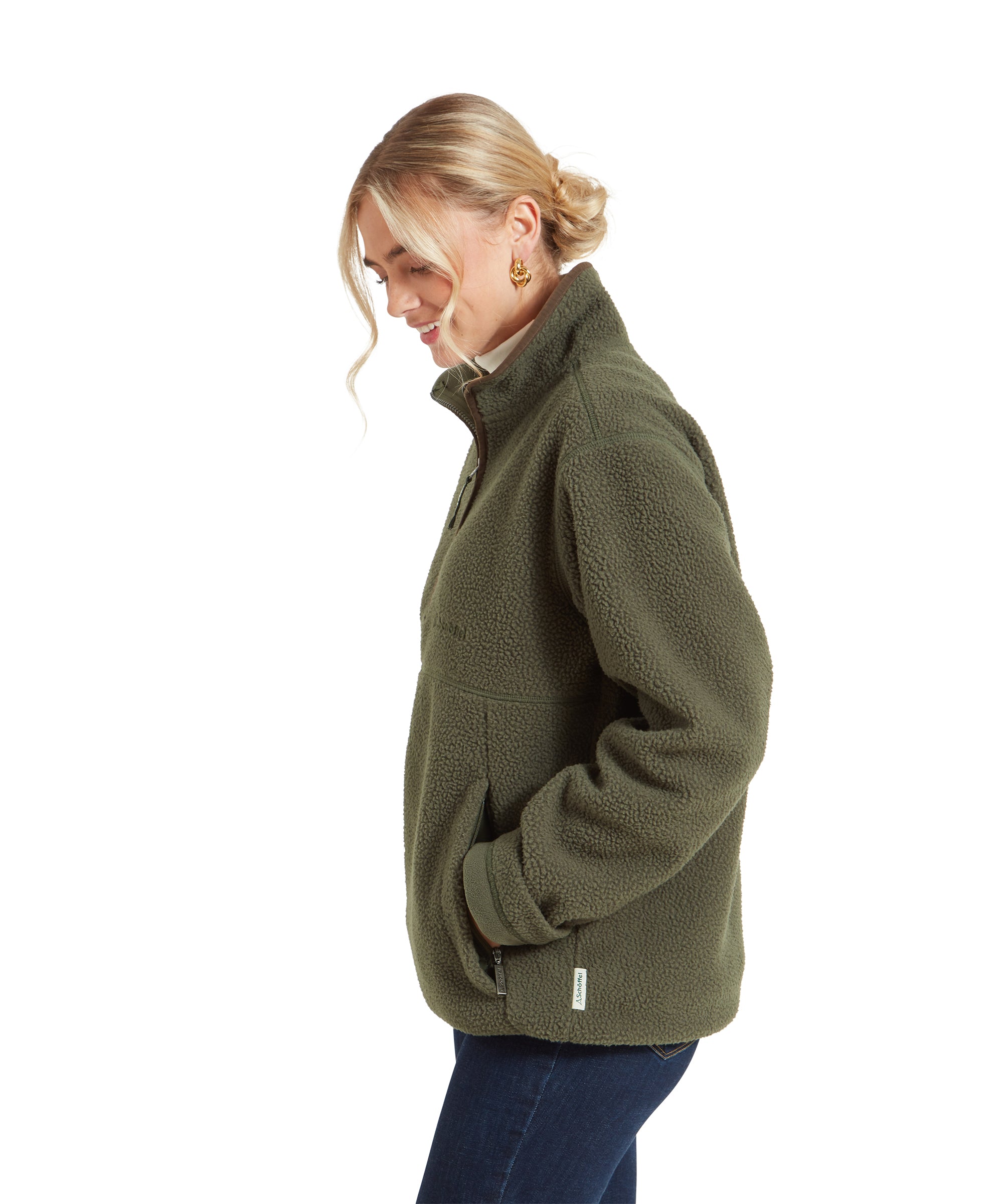 Berkeley Retro Quarter Zip Fleece - Woodland