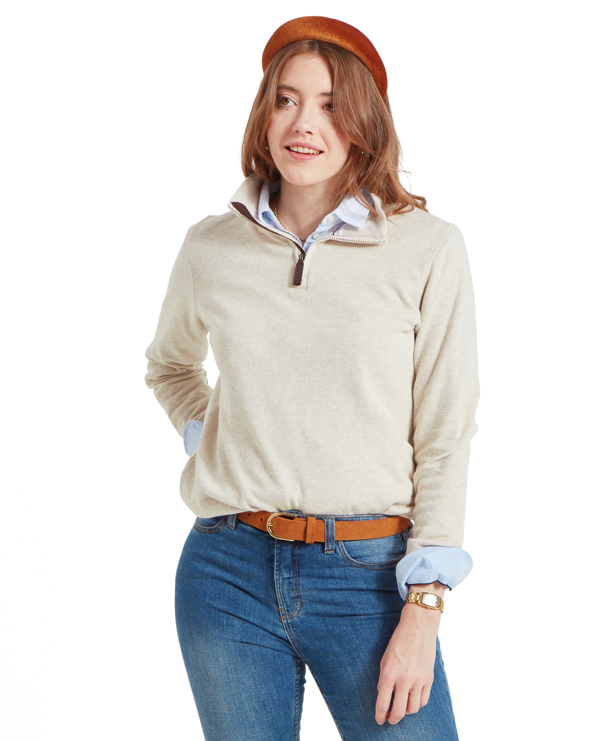 Brown quarter zip sweatshirt best sale