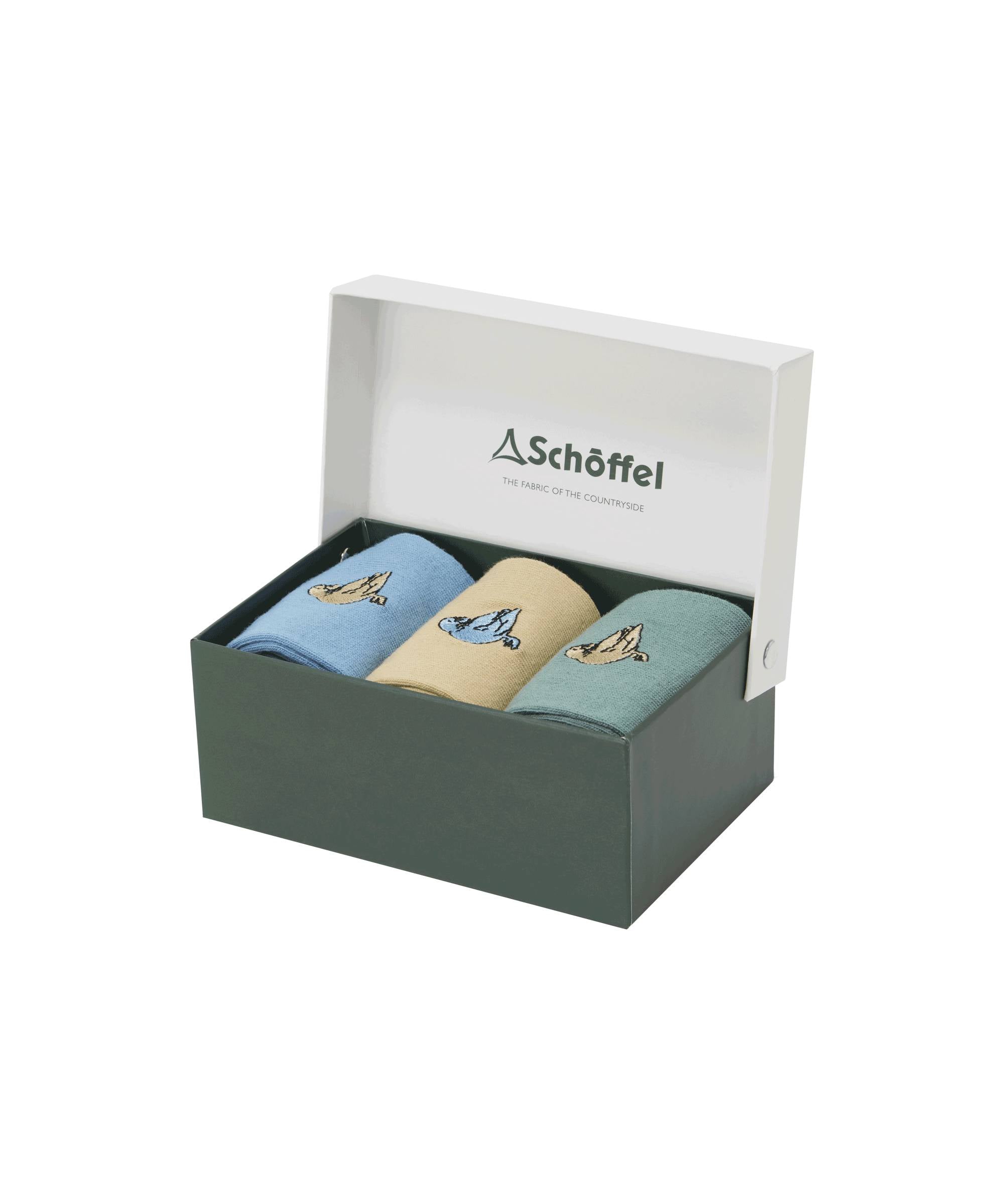 Schöffel Bamboo Sock Box of 3 for Women in Blue, provided in a Schöffel branded box