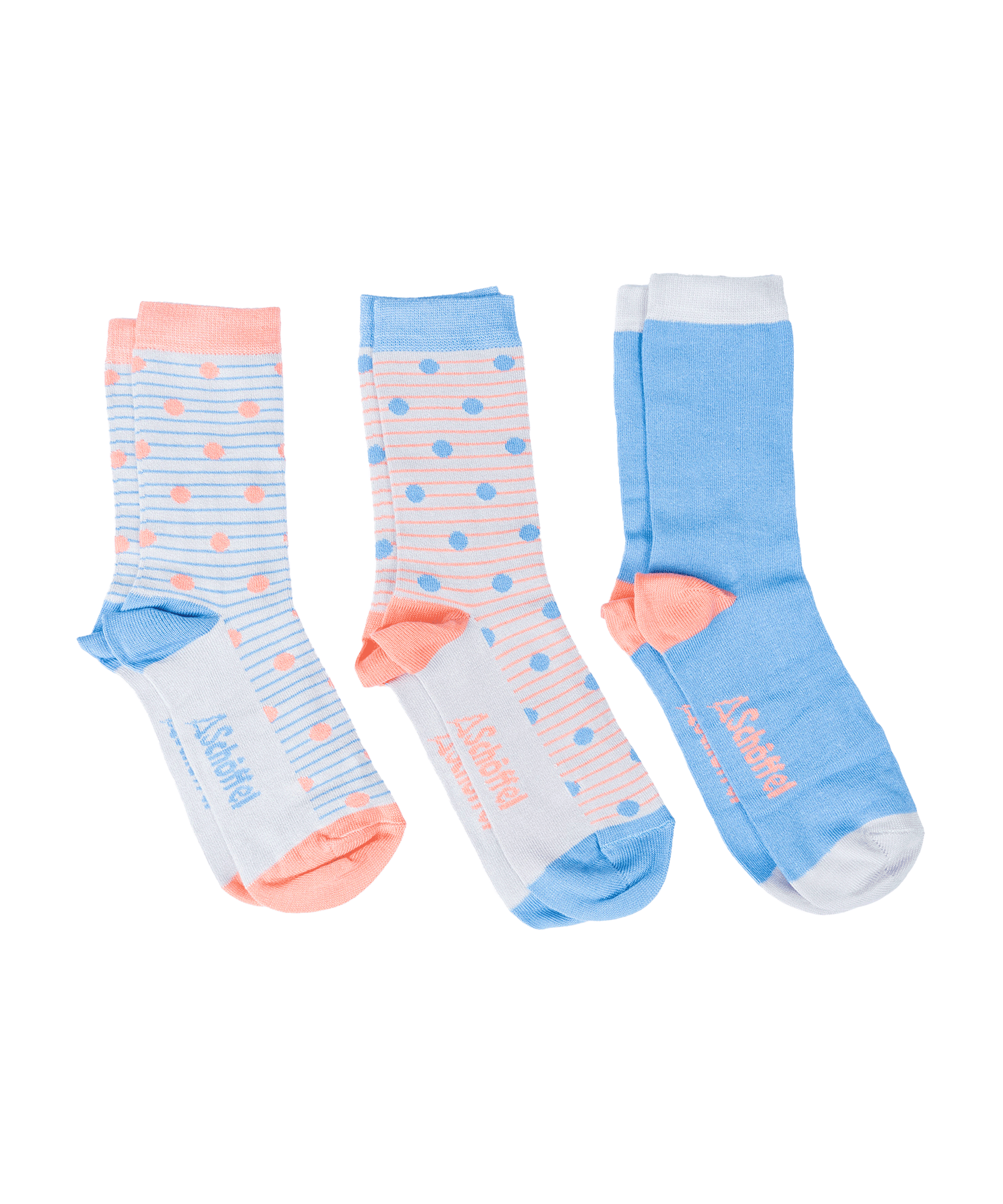 Schöffel Bamboo Sock Box of 3 for Women in Blue and Coral