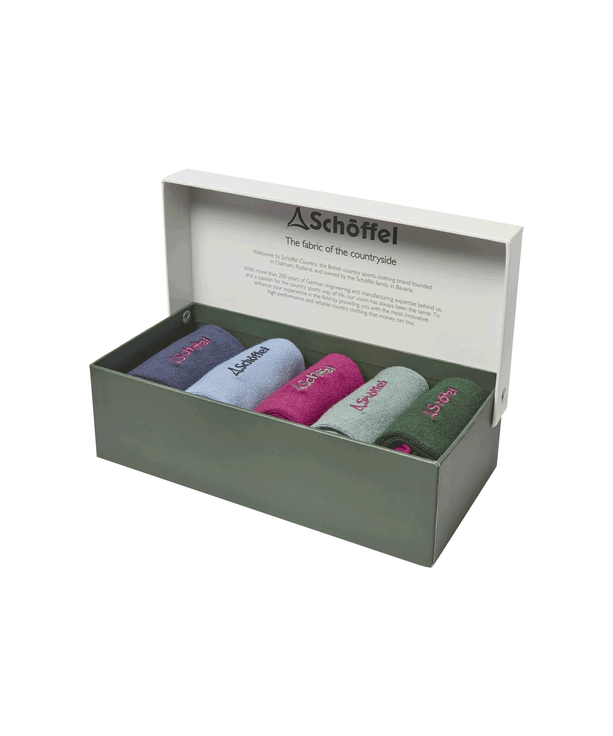 Schöffel Bamboo Sock Box of 3 for Women in Pink, provided in a Schöffel branded box