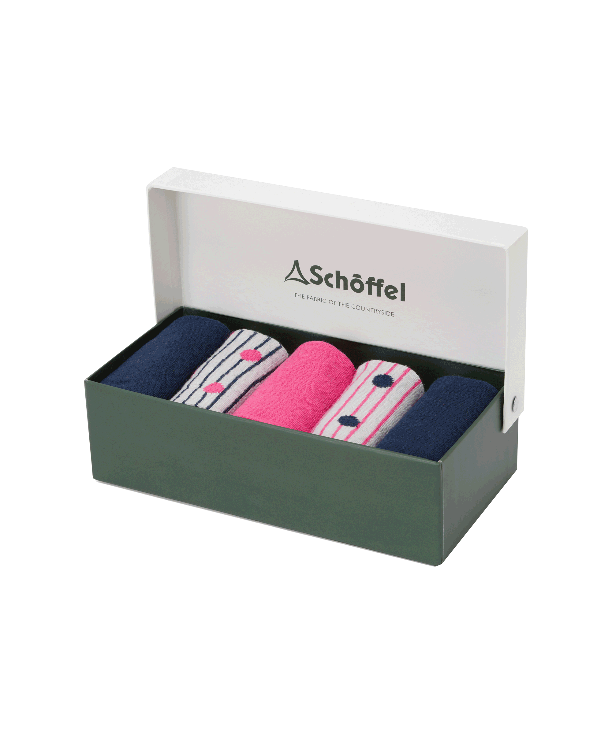 Schöffel Bamboo Sock Box of 3 for Women in Pink and Navy, provided in a Schöffel branded box